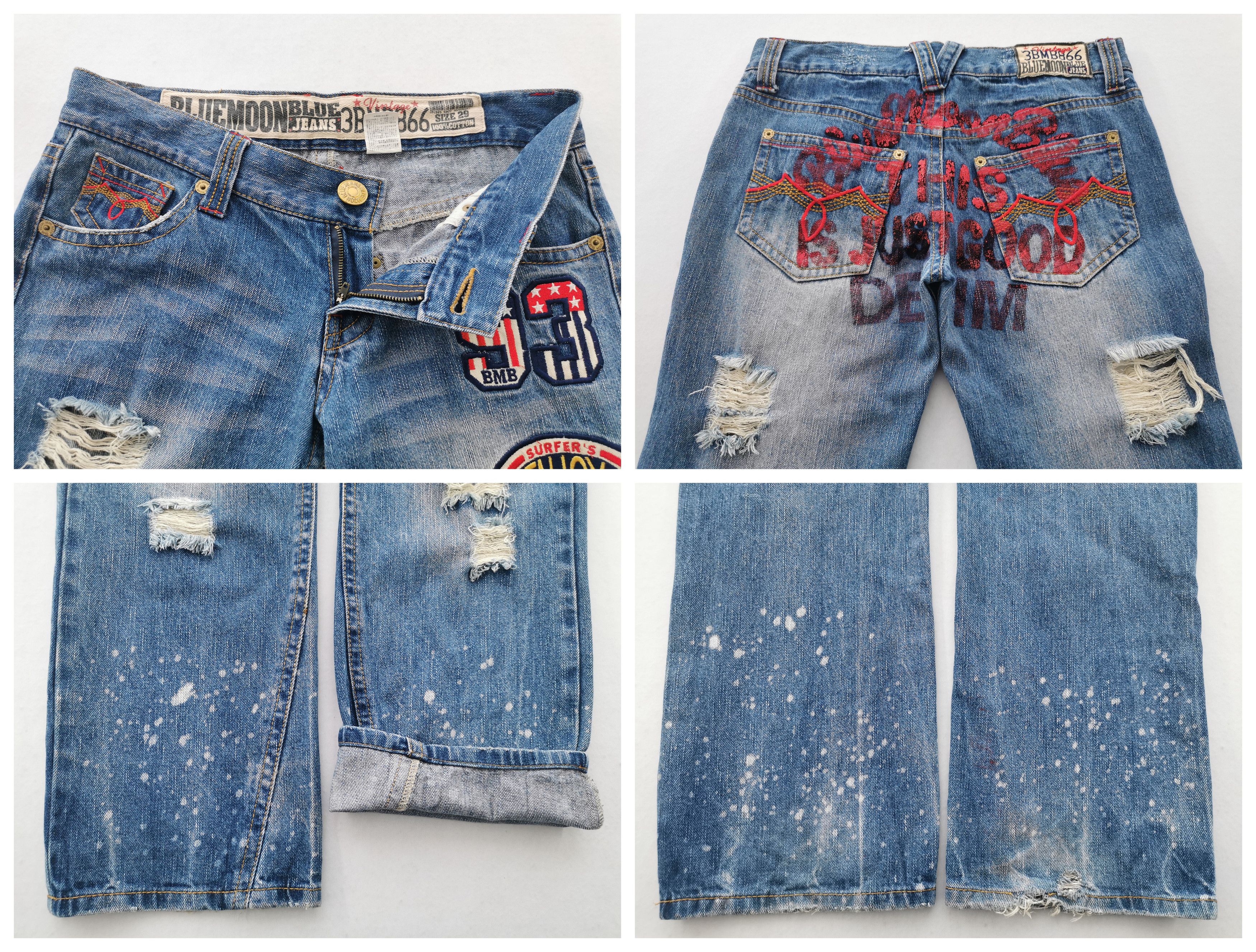 Vintage Vintage Blue Moon Patchwork Denim Jeans Waist 35 Size US 35 - 8 Thumbnail