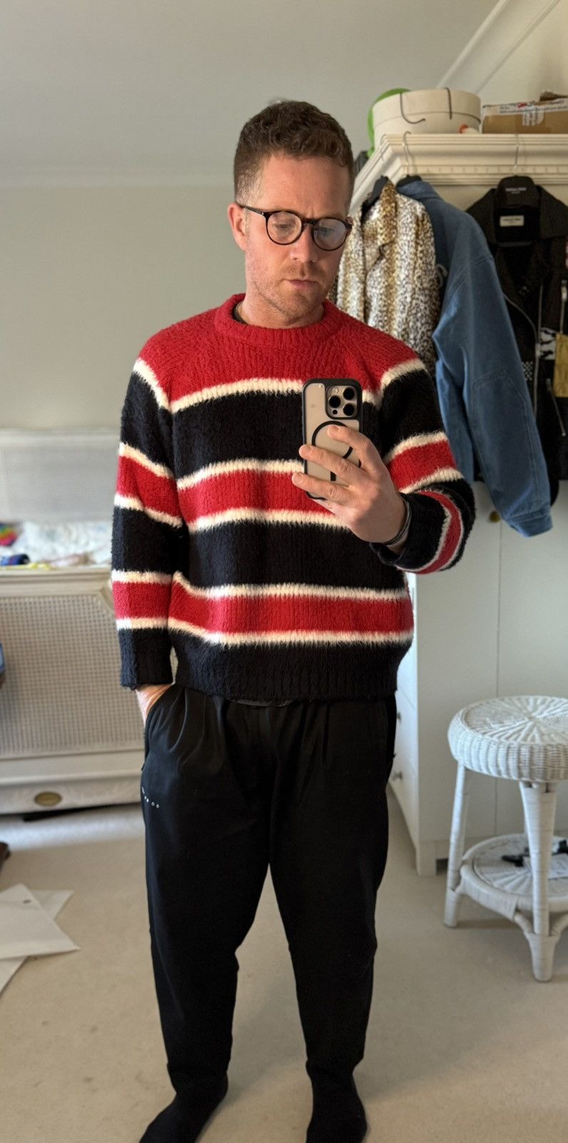 Celine $1.35k 🤑 FW24 Celine striped sweater Hedi Slimane sample Size US L / EU 52-54 / 3 - 12 Thumbnail