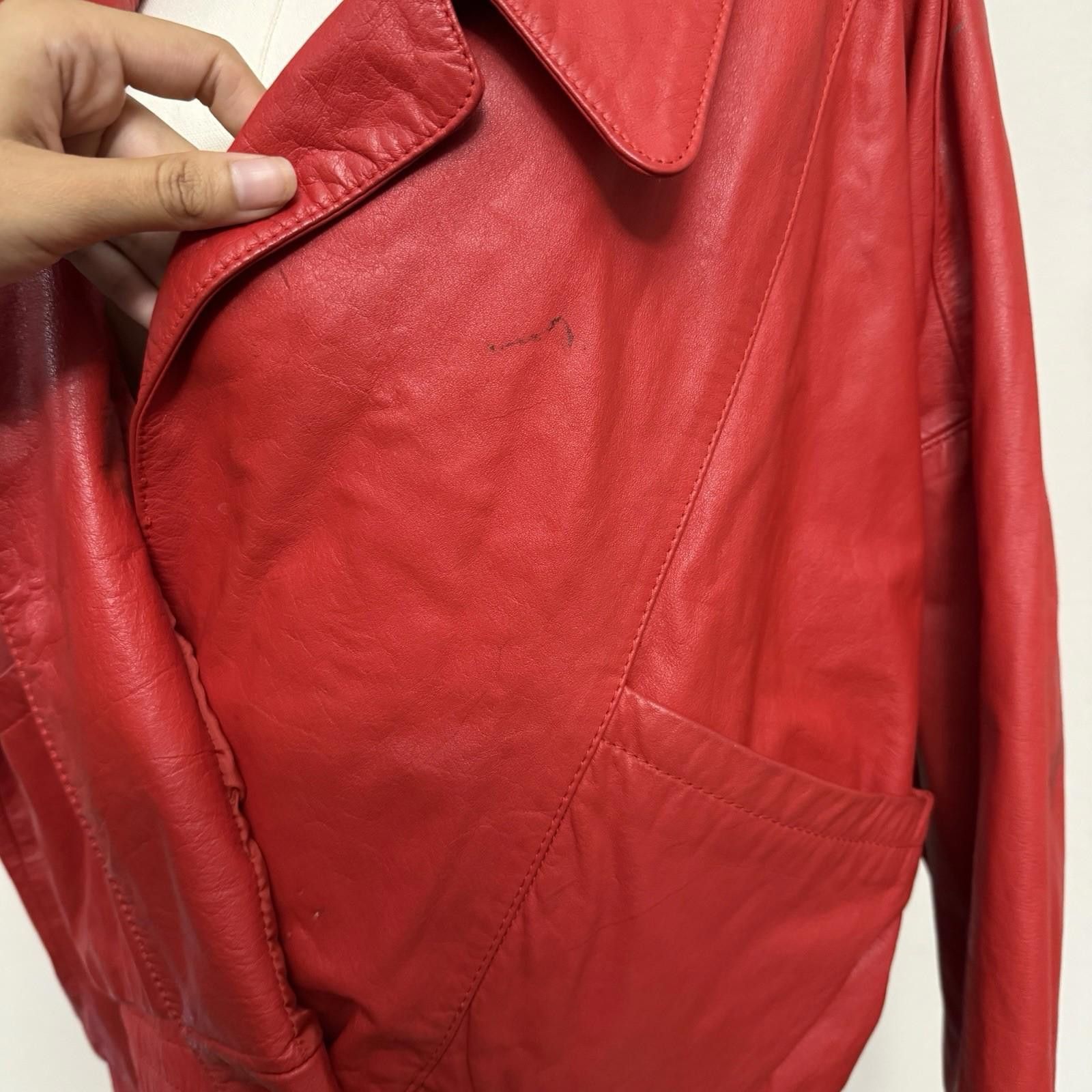 Designer G3 Red Leather Korean Jacket Medium Size M / US 6-8 / IT 42-44 - 6 Thumbnail