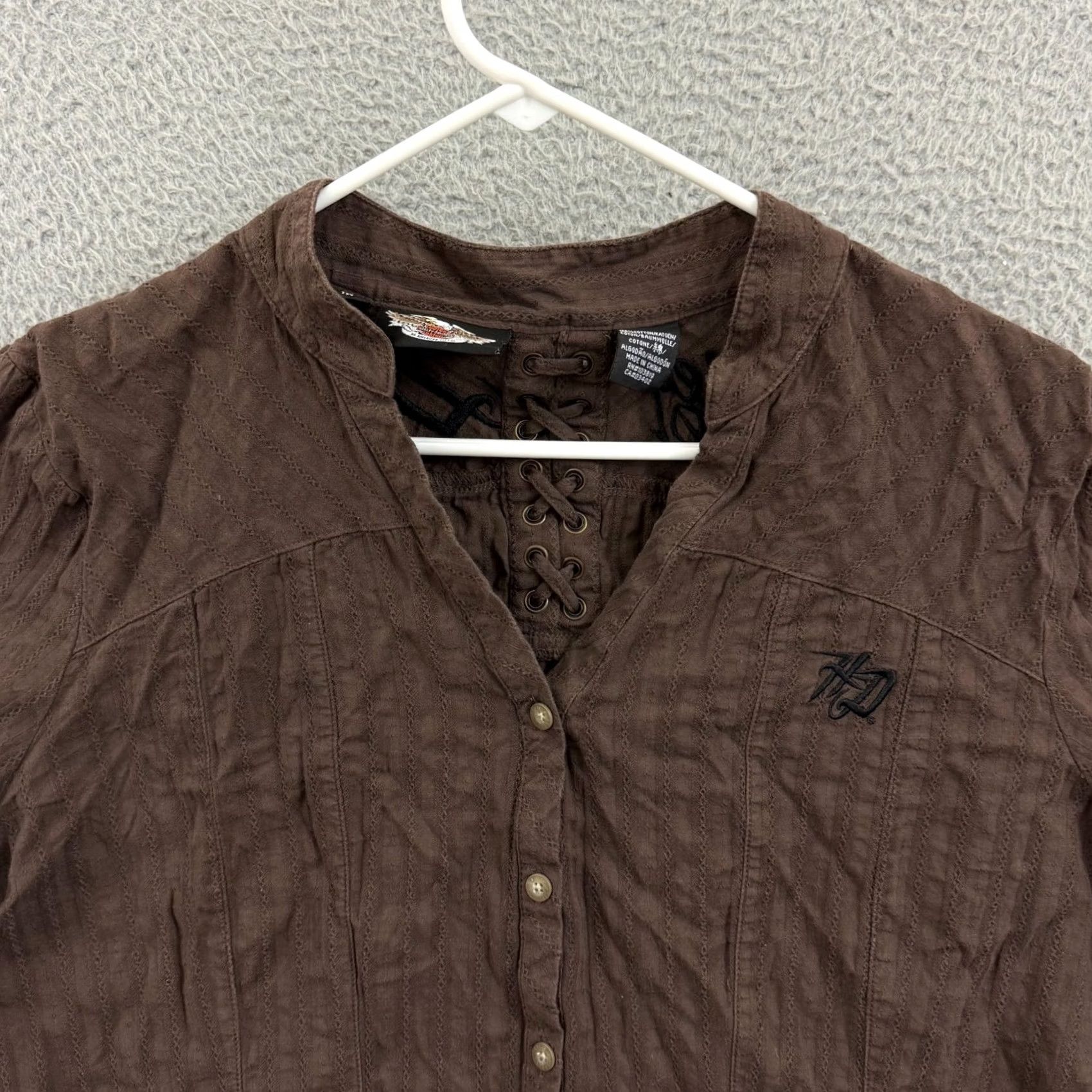 Harley Davidson Harley-Davidson Shirt Womens 1W Brown V-Neck Button Up Casual Biker Motorcycle Size XS / US 0-2 / IT 36-38 - 3 Thumbnail