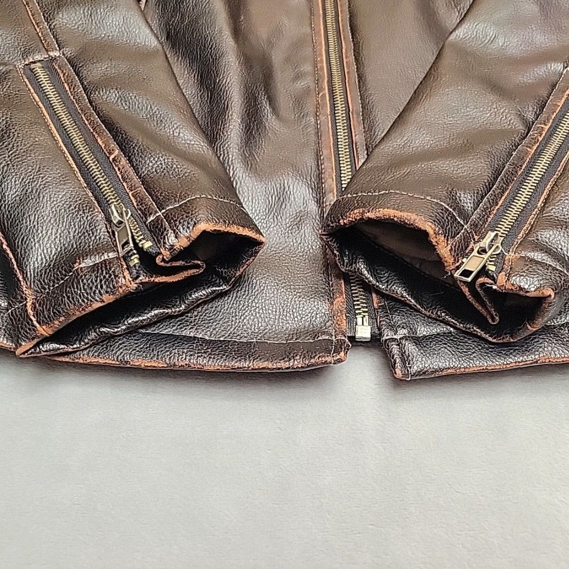 Vintage VINTAGE BC Ethic Jacket Mens M Dark Brown Faux Leather Motorcycle Bomber Moto Retro Jacket Size US M / EU 48-50 / 2 - 7 Thumbnail