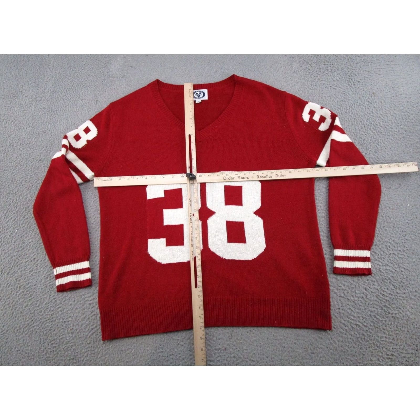 Vintage Varsity Sweater Mens XL Wisconsin Badgers Jonathan Taylor Red Raggs #38 Varsity All American Pullover Decade 0s 80s 90s-based Size US XL / EU 56 / 4 - 4 Thumbnail