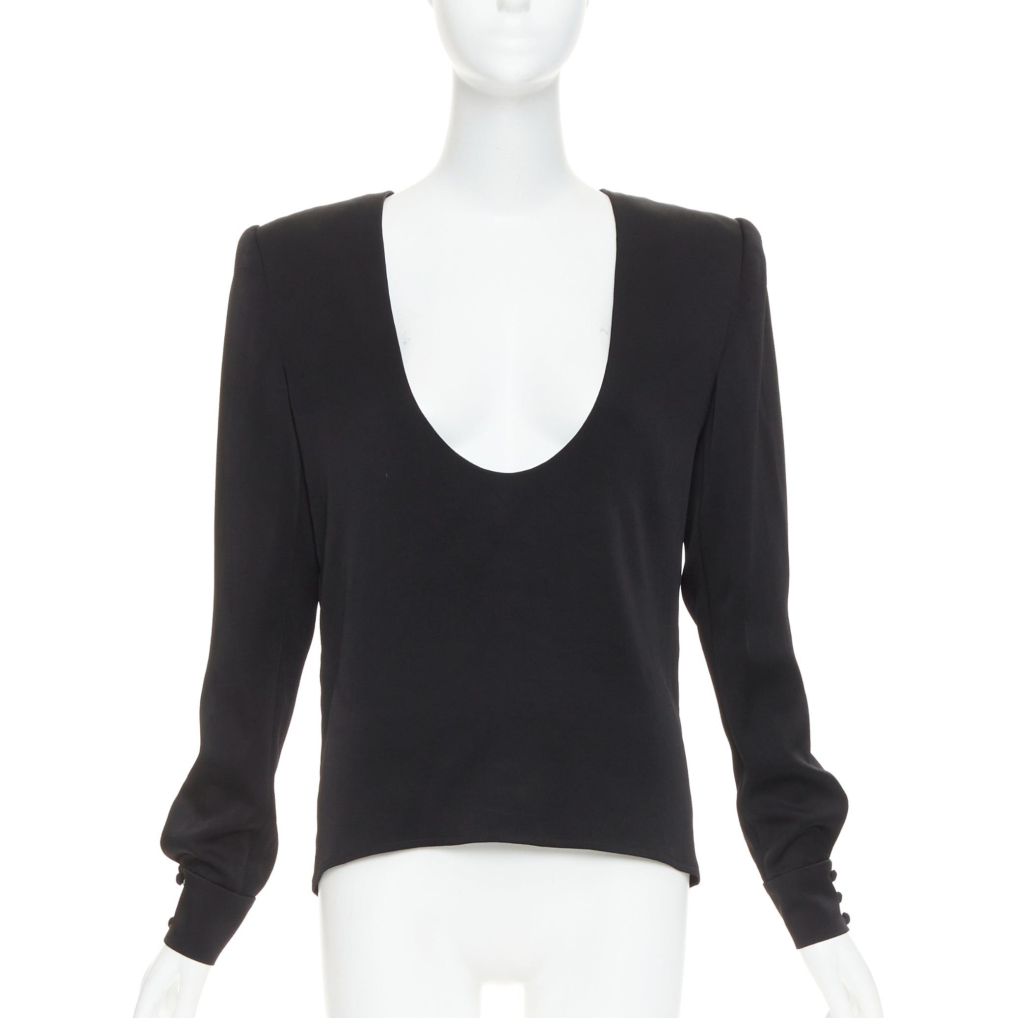 Alexandre Vauthier ALEXANDRE VAUTHIER COUTURE black padded shoulder scoop neck long sleeve top Size S / US 4 / IT 40 - 1 Thumbnail
