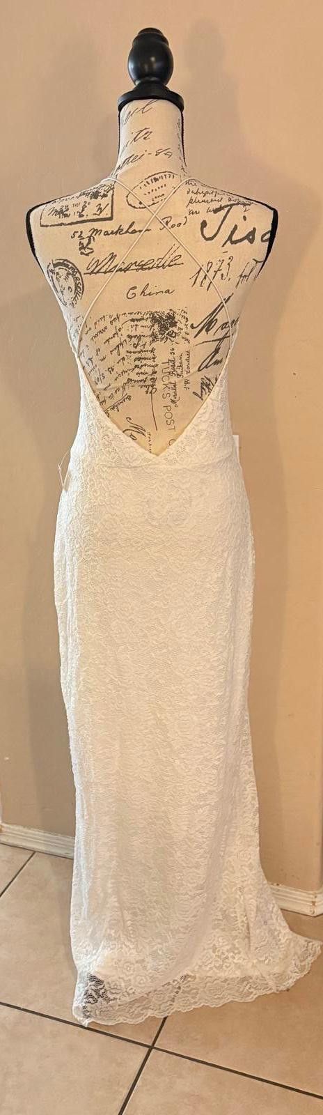 Unknown London White Lace Halter Dress with Spaghetti Straps - Size 12 Size XL / US 12-14 / IT 48-50 - 3 Thumbnail