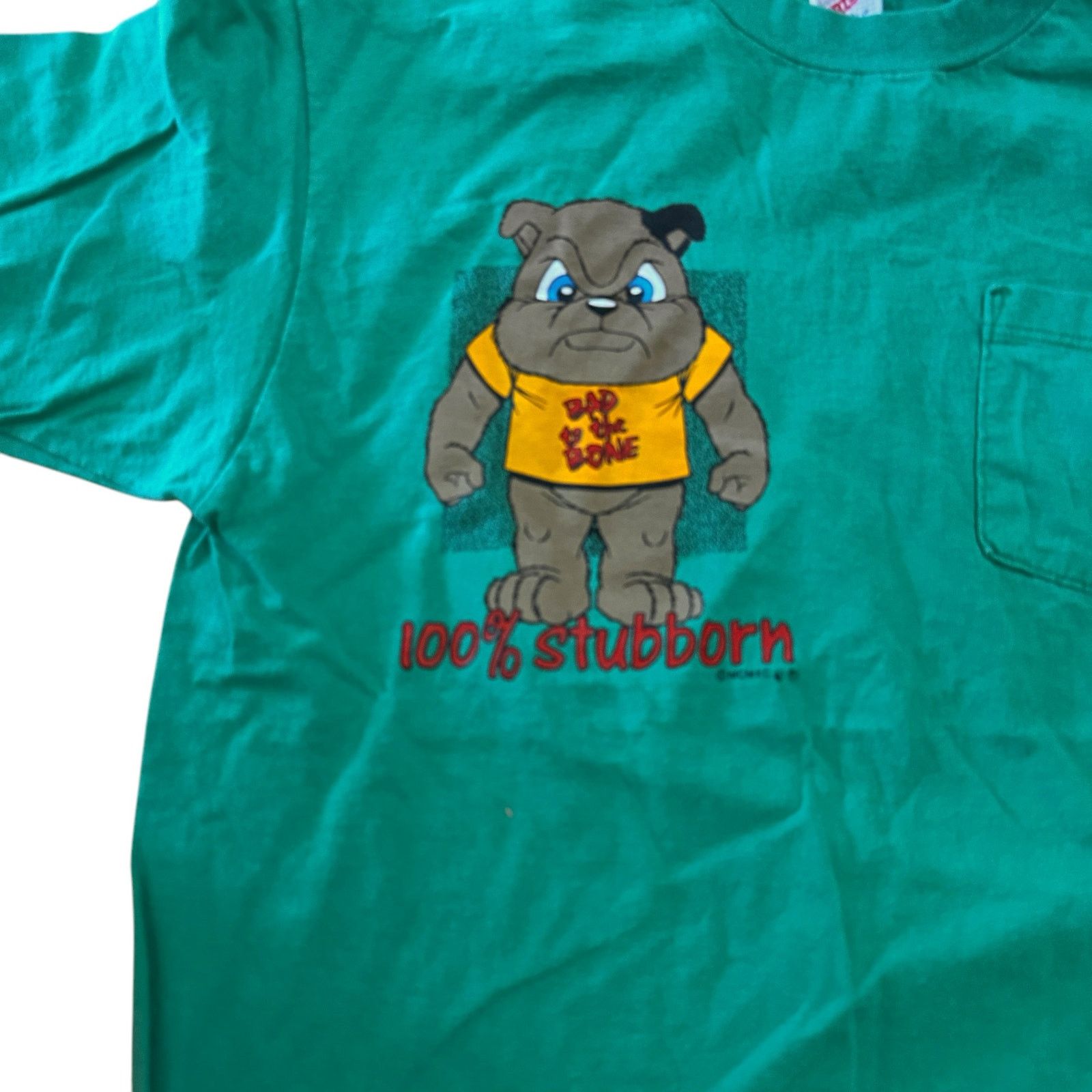Jerzees Jerzees T-Shirt Made In The USA Green Bull Dog Vintage Size US L / EU 52-54 / 3 - 2 Thumbnail