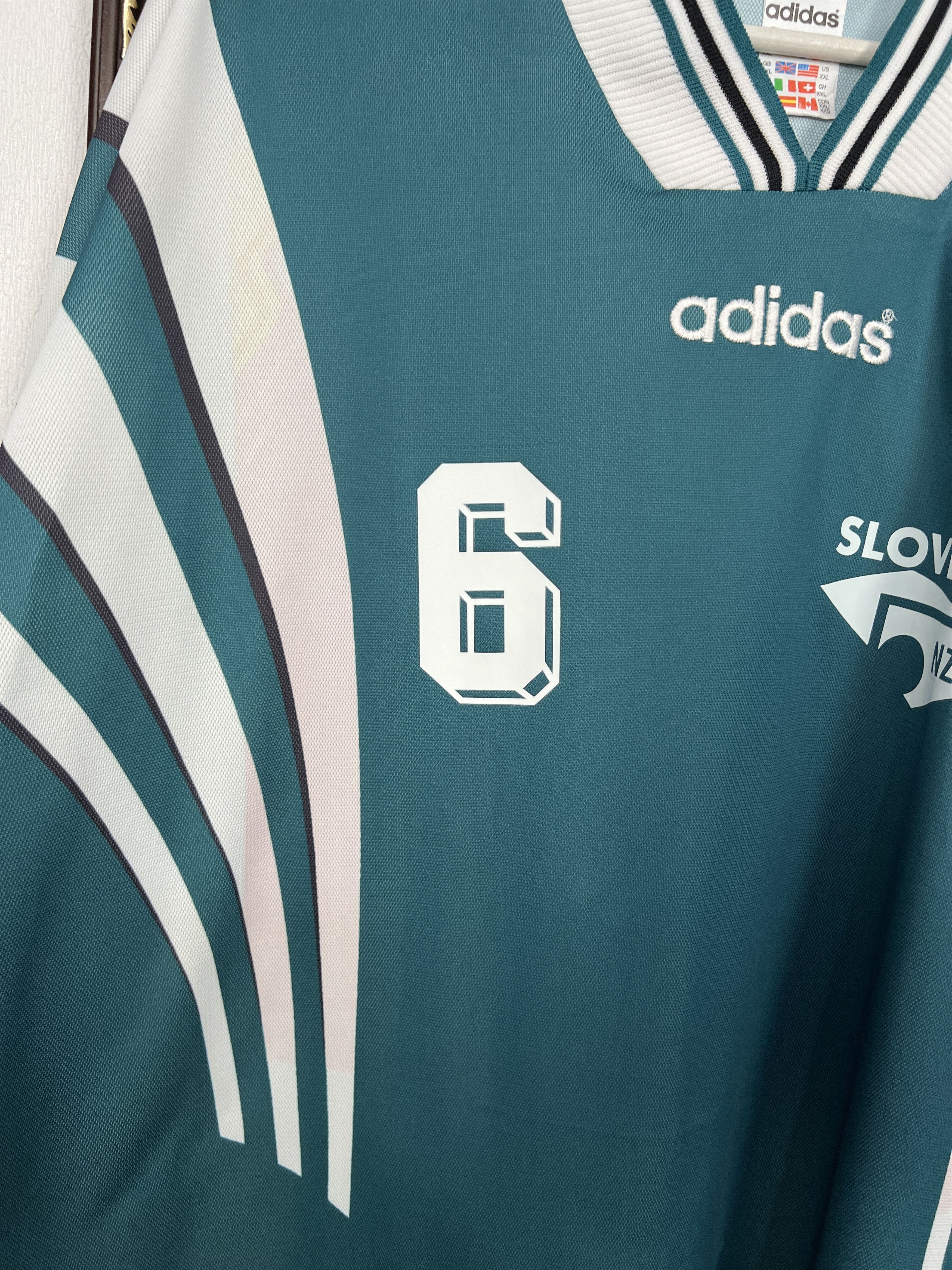 Adidas Slovenia football shirt 1996 Player Issue #6 Soccer Jersey Size US XXL / EU 58 / 5 - 5 Thumbnail