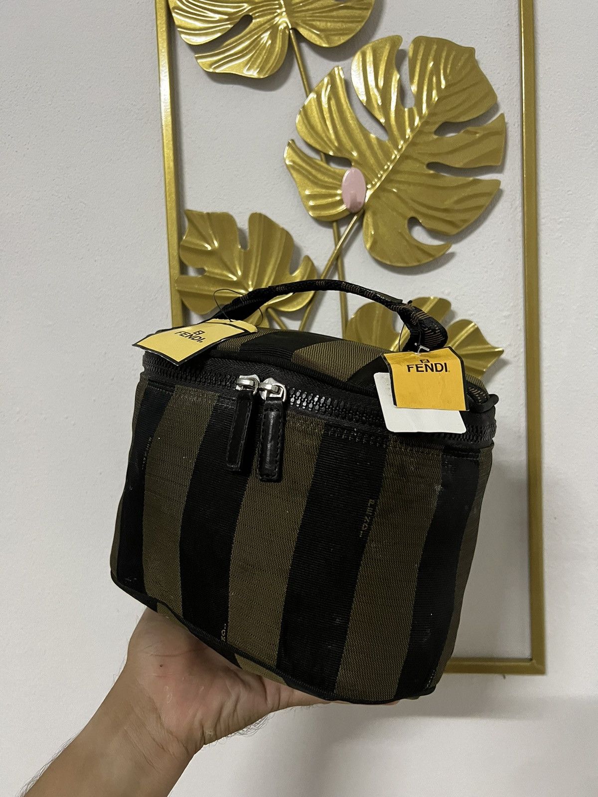 Fendi Fendi brown pequin stripe canvas vanity cosmetic case Size ONE SIZE - 5 Thumbnail