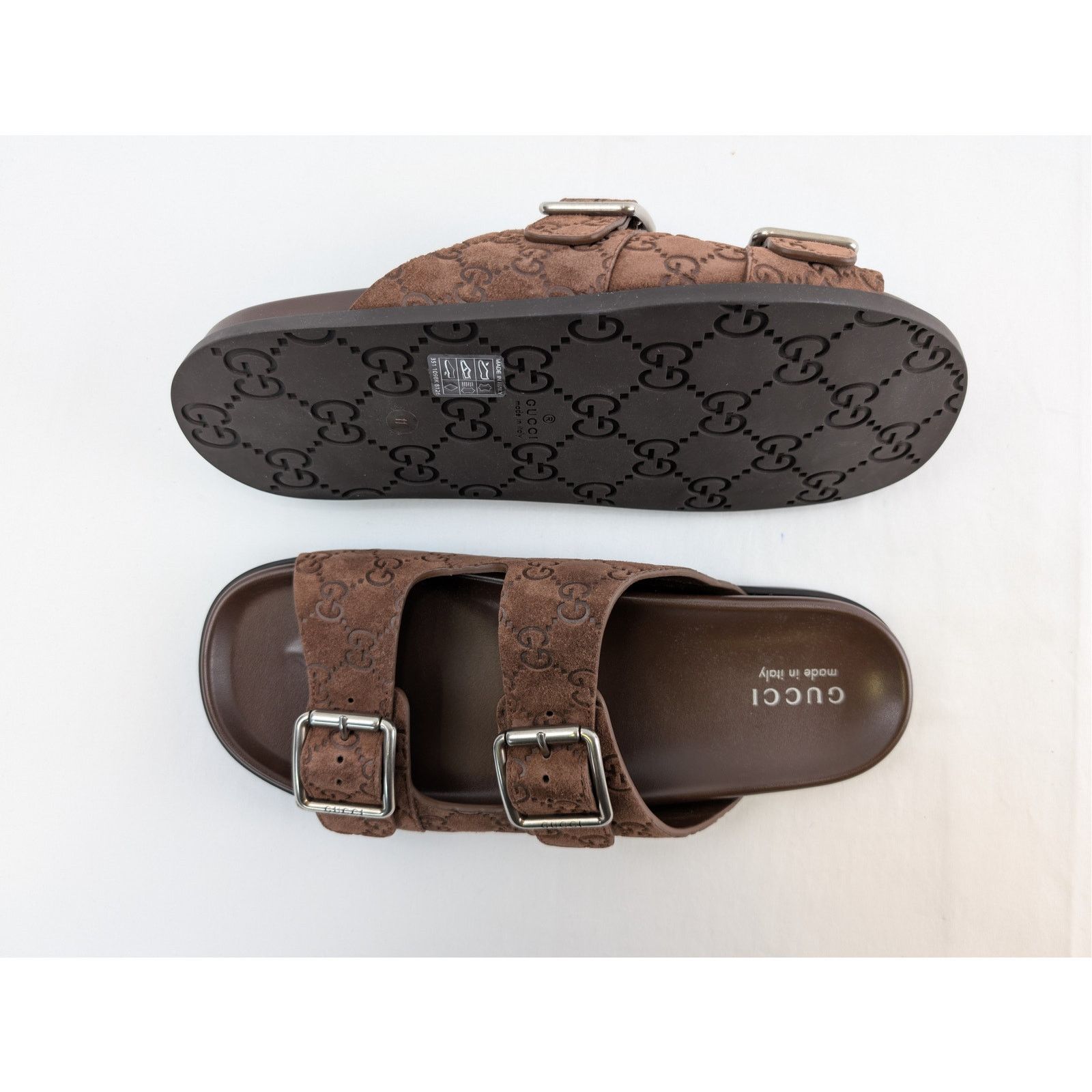 Gucci o1rshd1 Leather Slide Sandals in Brown Size US 11.5 / EU 44-45 - 1 Thumbnail