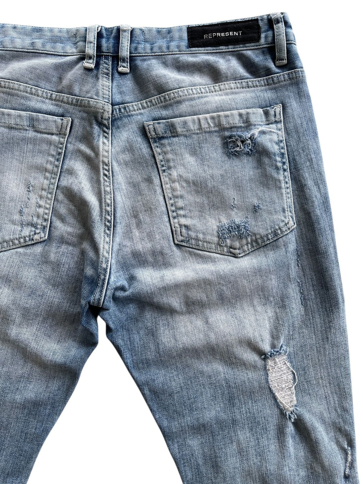 Represent Clo. Represent Acid Blue Distressed Knee Jeans Size US 33 - 10 Thumbnail
