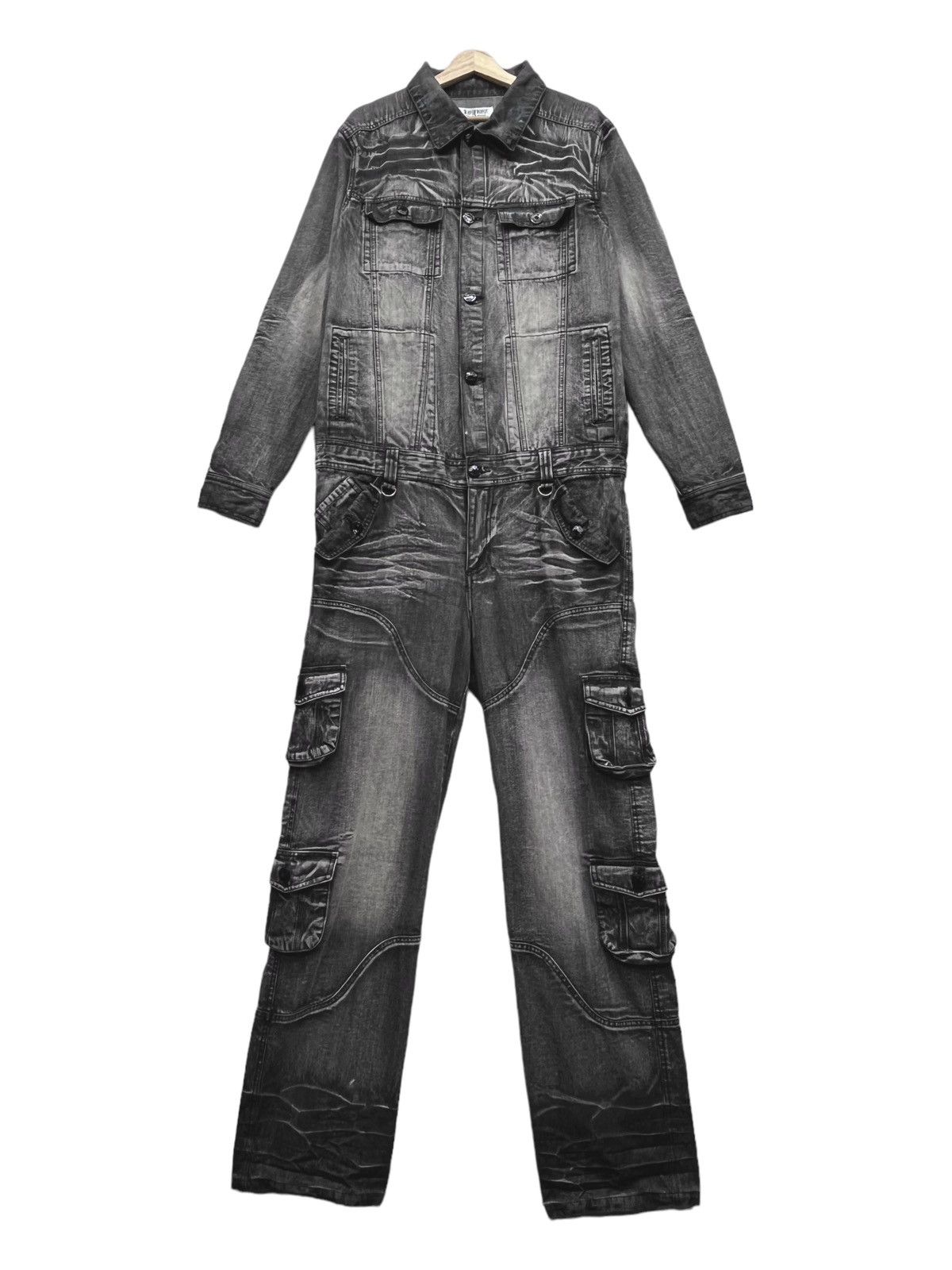 LOWBOX 🔥☠️Vtg LOWBOX Punk Multipocket Cargo Denim Coverall Size US 34 / EU 50 - 2 Thumbnail