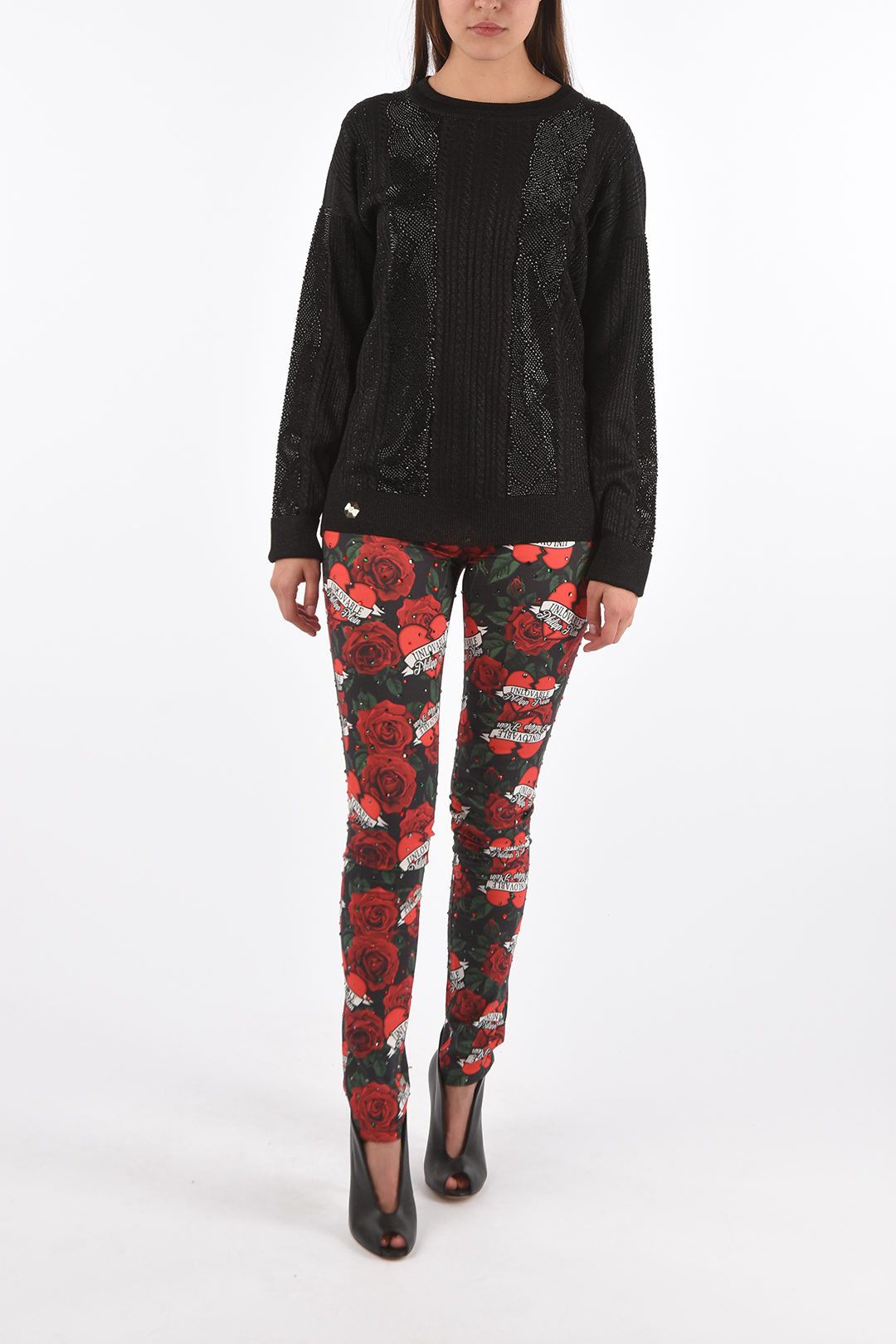 Philipp Plein og1mm0824 Knit Sweater With Crystal in Black Size L / US 10 / IT 46 - 4 Thumbnail