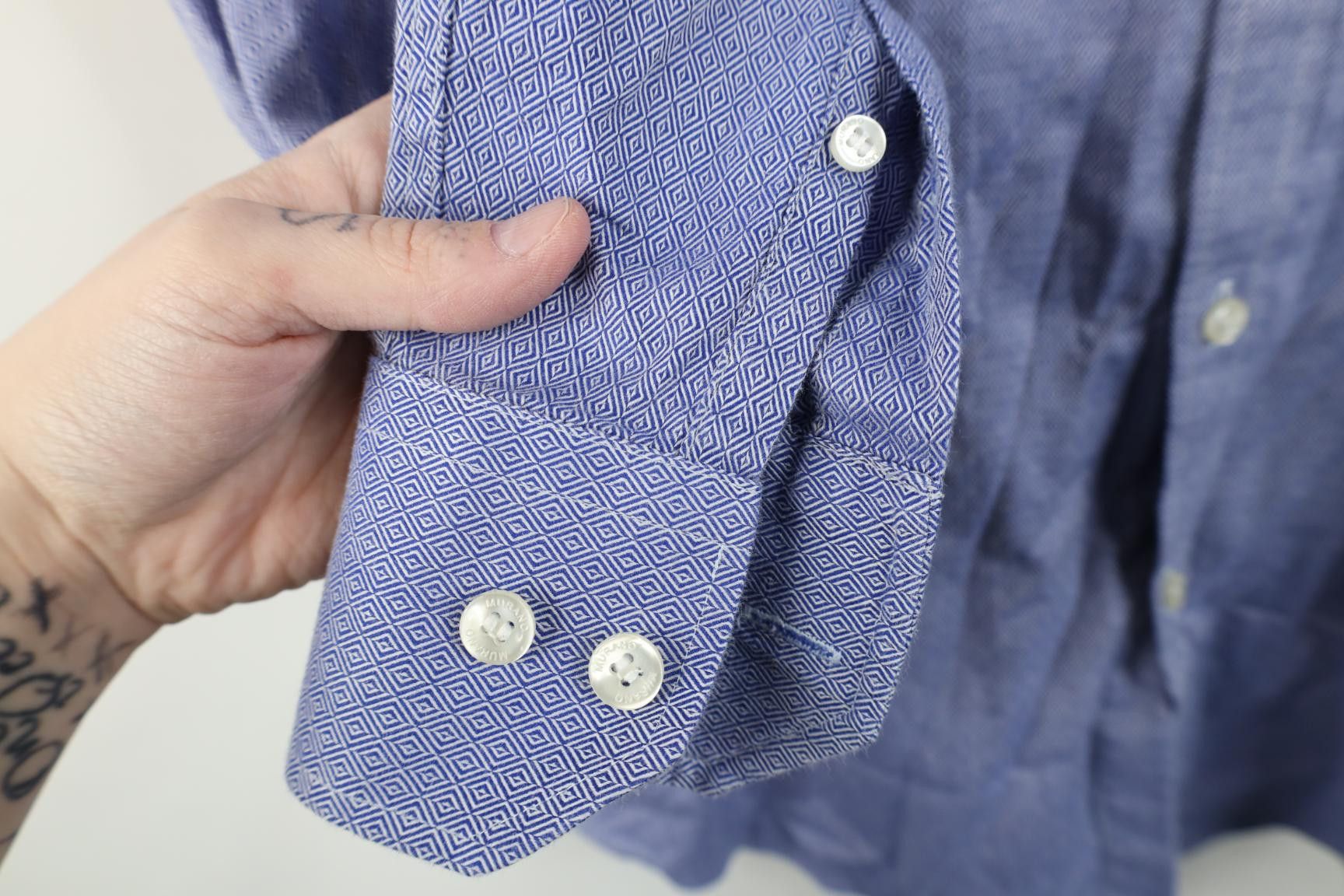 Vintage Y2K Streetwear Geometric Collared Button Shirt Blue Cotton Size US L / EU 52-54 / 3 - 5 Thumbnail