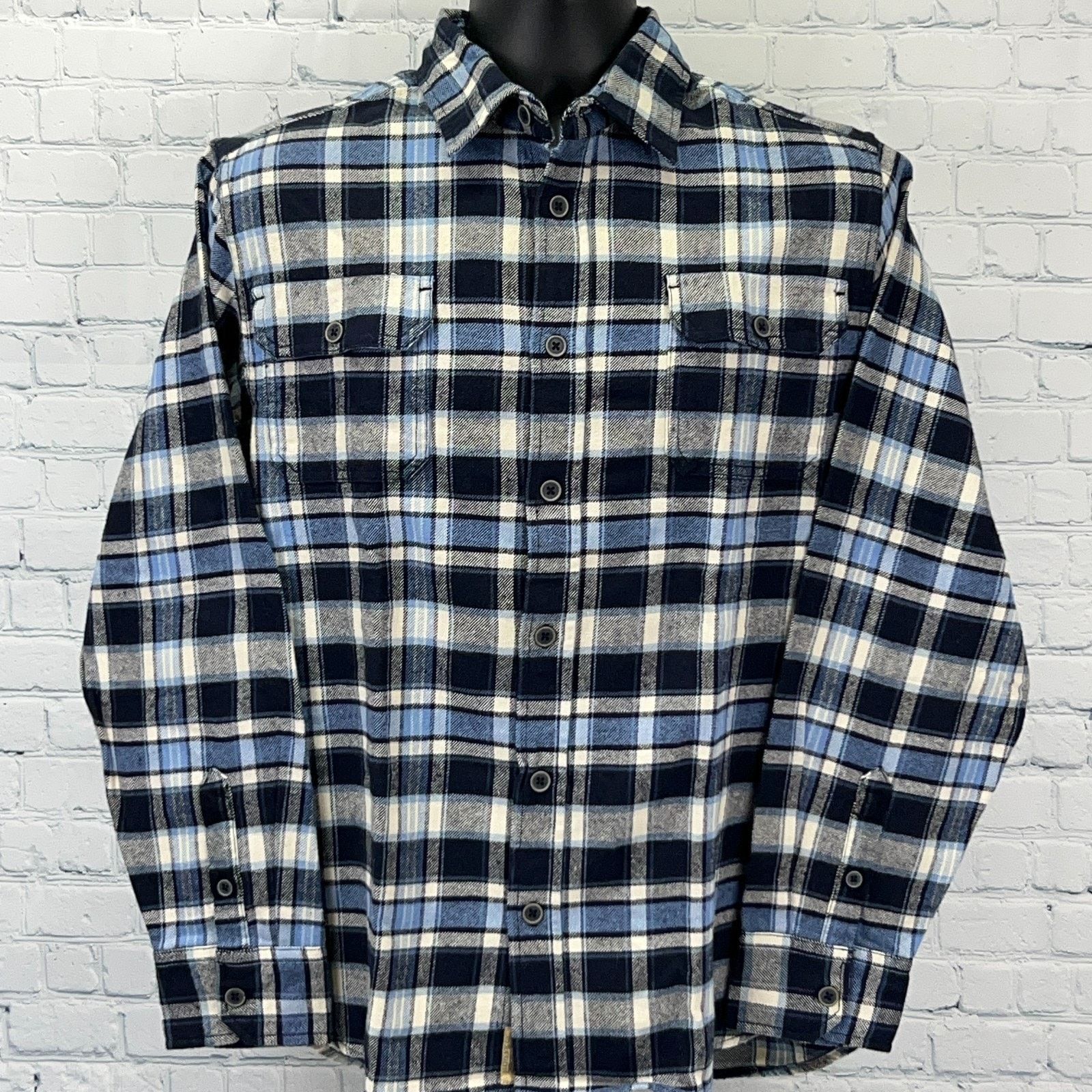 JACHS NY JACHS Brawny Flannel Button Front Shirt Western Blue M Size US M / EU 48-50 / 2 - 2 Thumbnail