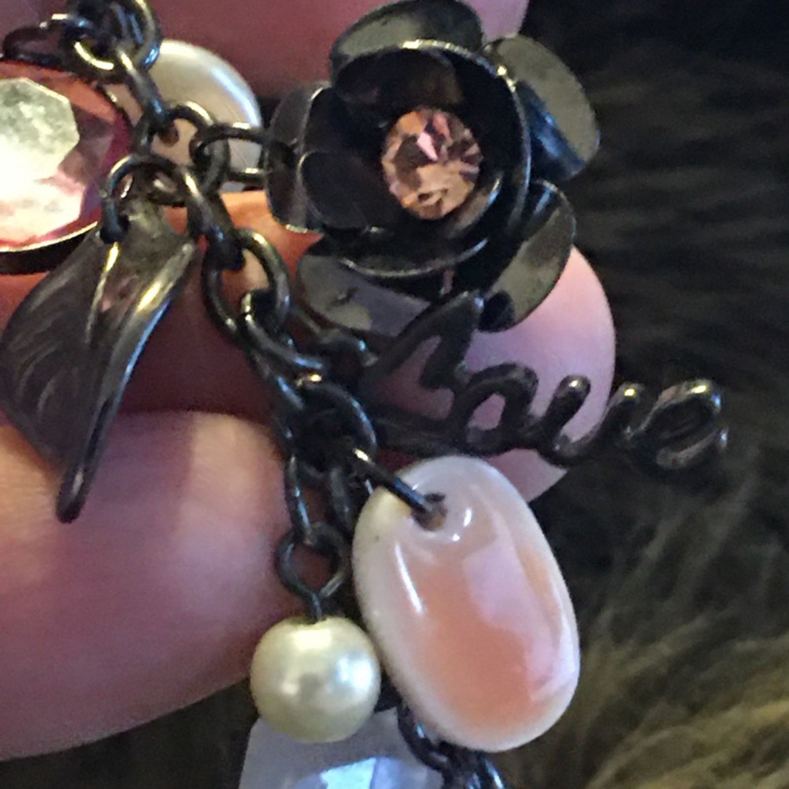 Jewelry Dark chrome beaded charm accent necklace Size ONE SIZE - 9 Thumbnail