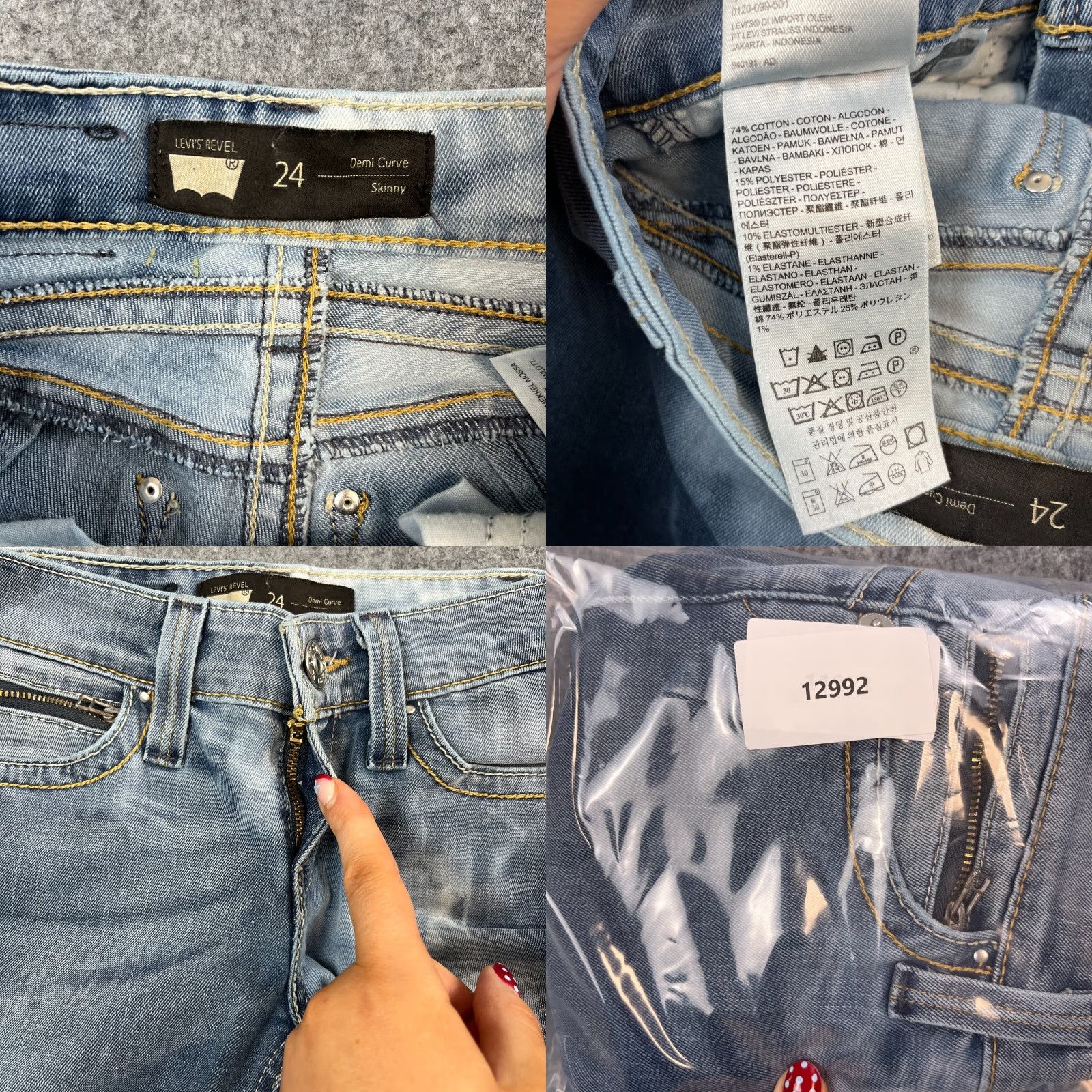Levi's Levis Jeans Slim Skinny 4 24 30 UK Denim Medium Blue Low Rise Stretch Levi’s Demi Curve Womens Pants Shirt? Size 27" / US 4 / IT 40 - 8 Thumbnail