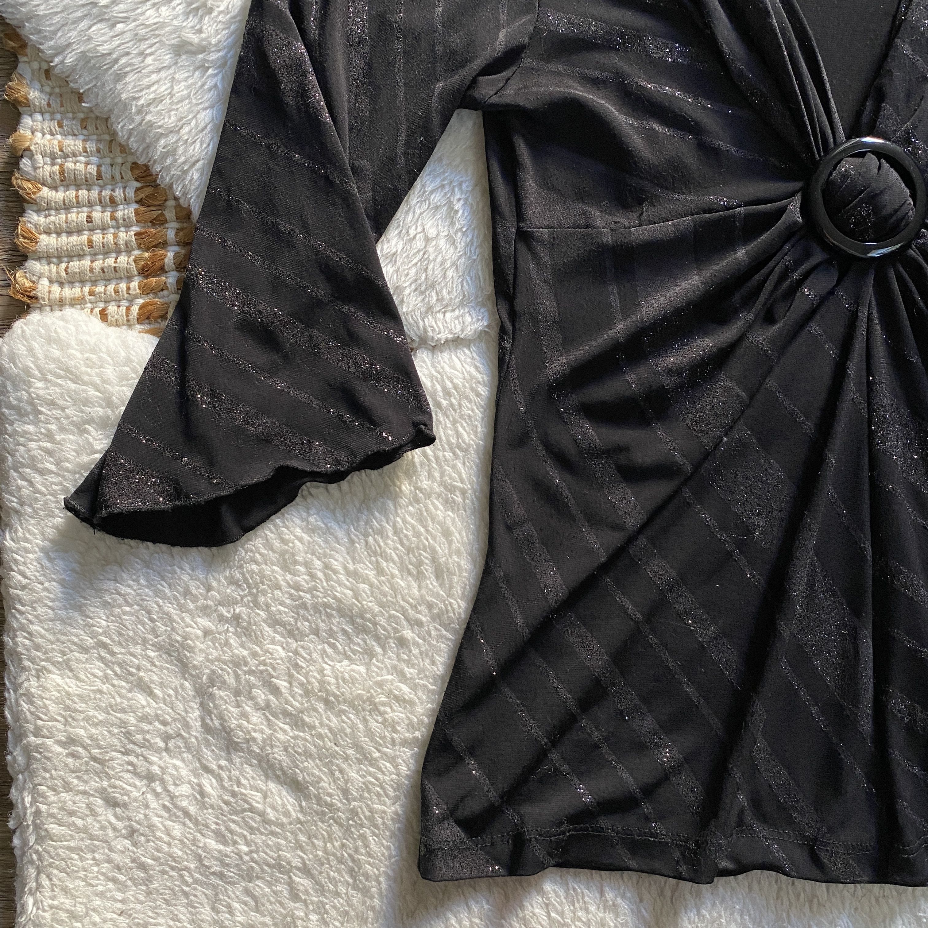 Other Vintage Carrie Allen Women’s Medium Black Glitter Top Size M / US 6-8 / IT 42-44 - 14 Thumbnail