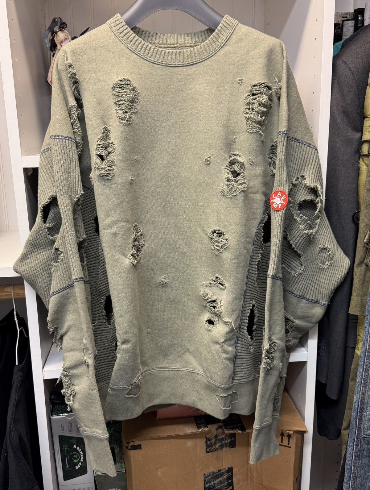 【C.E cavempt】LAGUE WIDE RIB CUT CREWNECK Cav Empt: Wide Rib Cut Crew Neck (Black) | DSML E-SHOP