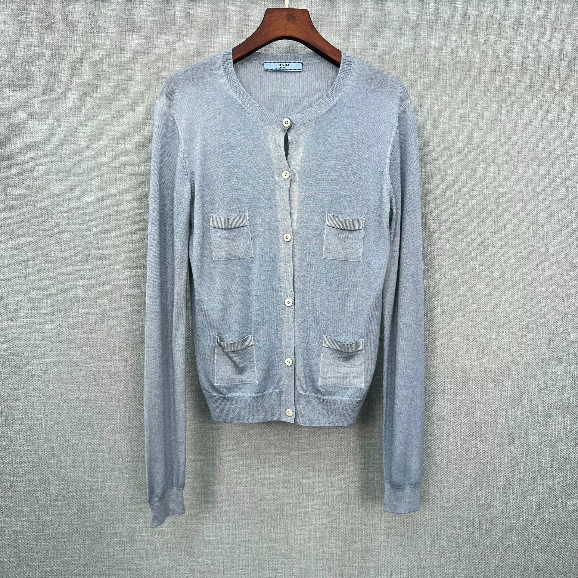 Prada Prada Haze Blue Pocket Knit Cardigan Size M / US 6-8 / IT 42-44 - 1 Thumbnail