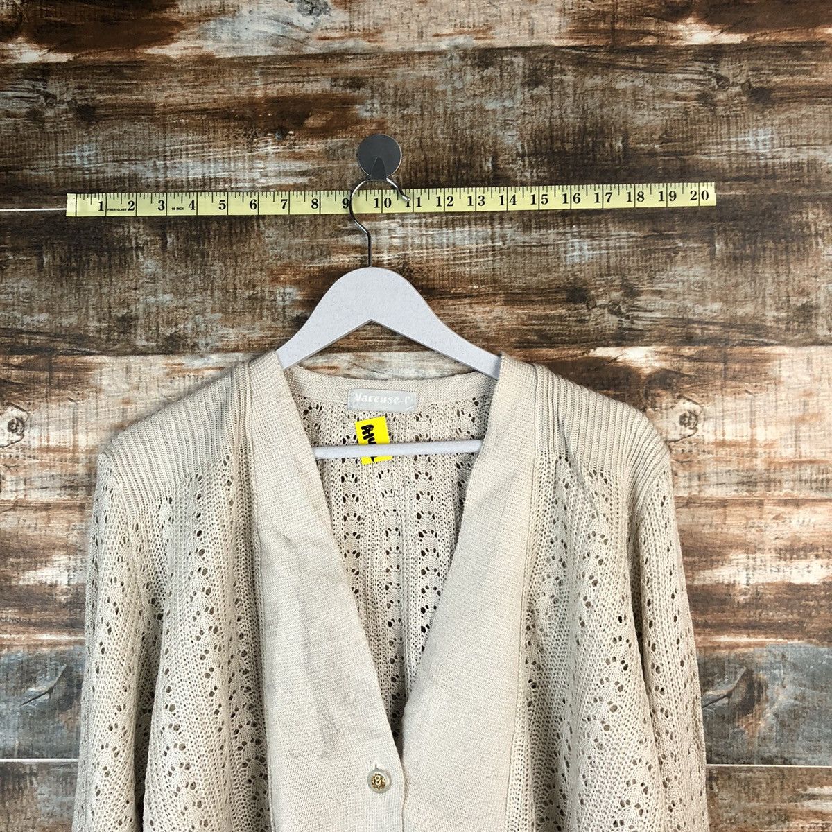 Japanese Brand Vareuse Brown Cardigan crochet Knitwear #A1472 Size L / US 10 / IT 46 - 4 Thumbnail