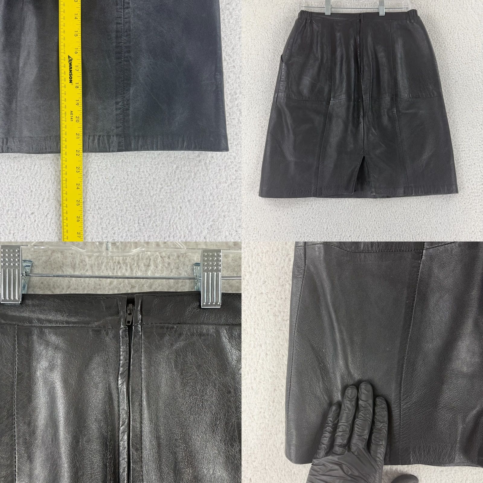 Caruso VINTAGE Peter Caruso A-Line Skirt Womens Size 12 Black Leather Suede Zip Up Size 34" / US 12 / IT 48 - 8 Thumbnail
