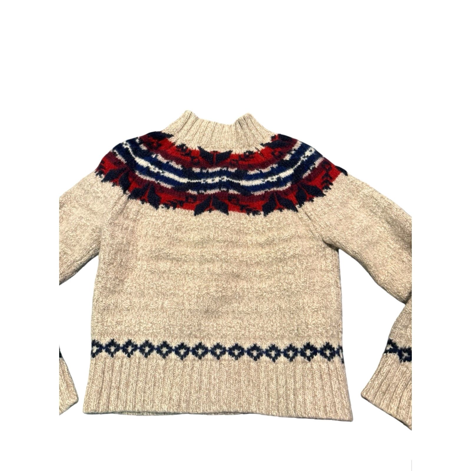 Polo Ralph Lauren Polo Ralph Lauren Nordic Sweater Women's XS/S Cropped Petite Wool Cotton Linen Mock Neck Long Sleeve Fair Isle Cable-Knit Size XS / US 0-2 / IT 36-38 - 7 Thumbnail