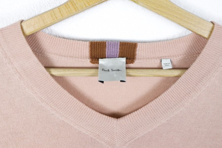 Paul Smith Paul Smith Made in Italy Pink V-neck Sweater Jumper L Size US L / EU 52-54 / 3 - 4 Thumbnail