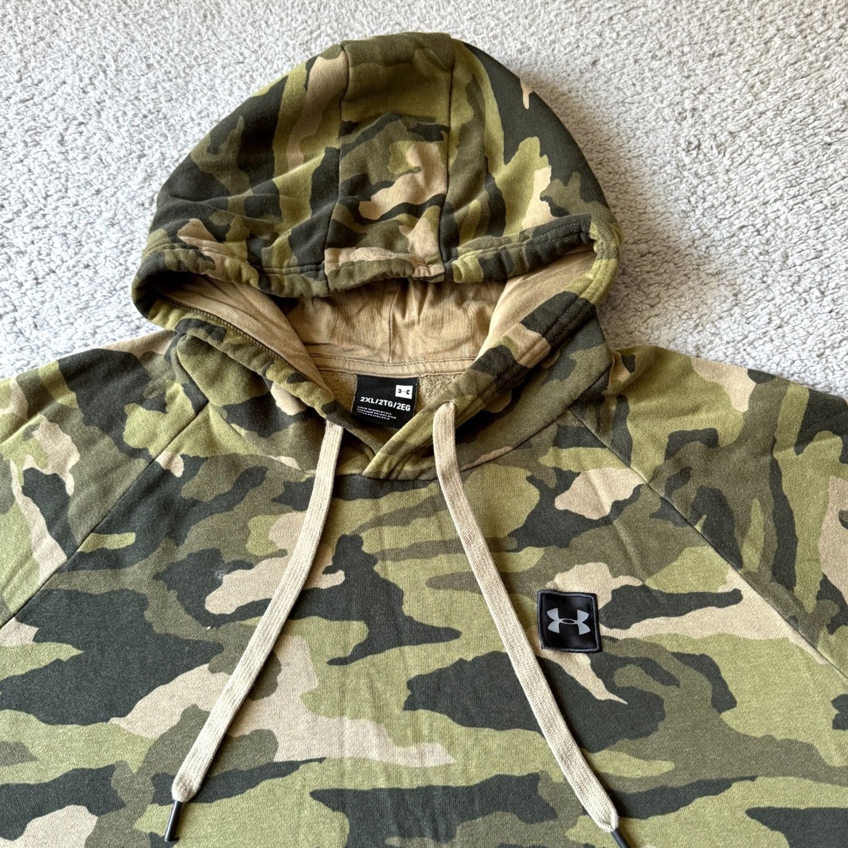 Under Armour Under Armour Sweater Mens 2XL Green Camo Hooded Pullover Sweatshirt Army Outdoor Shirt Everyday Mens Size US XXL / EU 58 / 5 - 2 Thumbnail