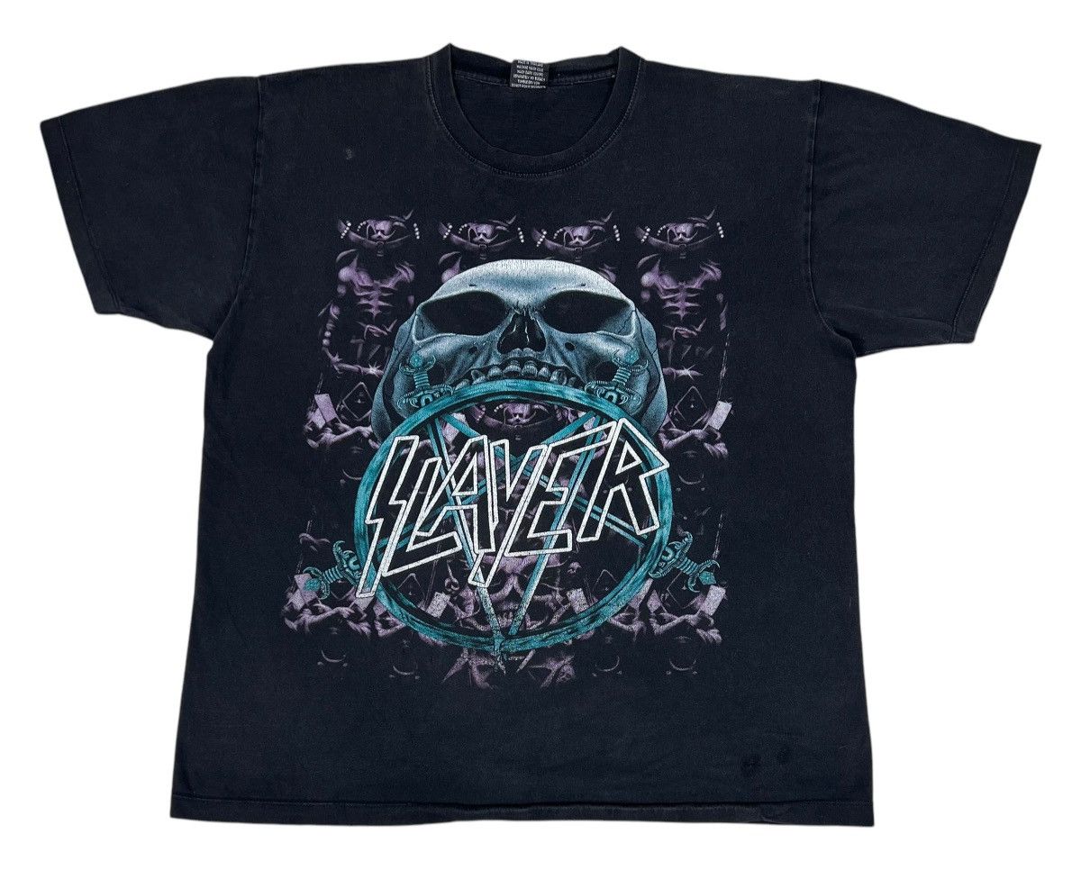 Band Tees Vintage Distressed Slayer Divine Intervention Album Promo te Size US XL / EU 56 / 4 - 2 Thumbnail