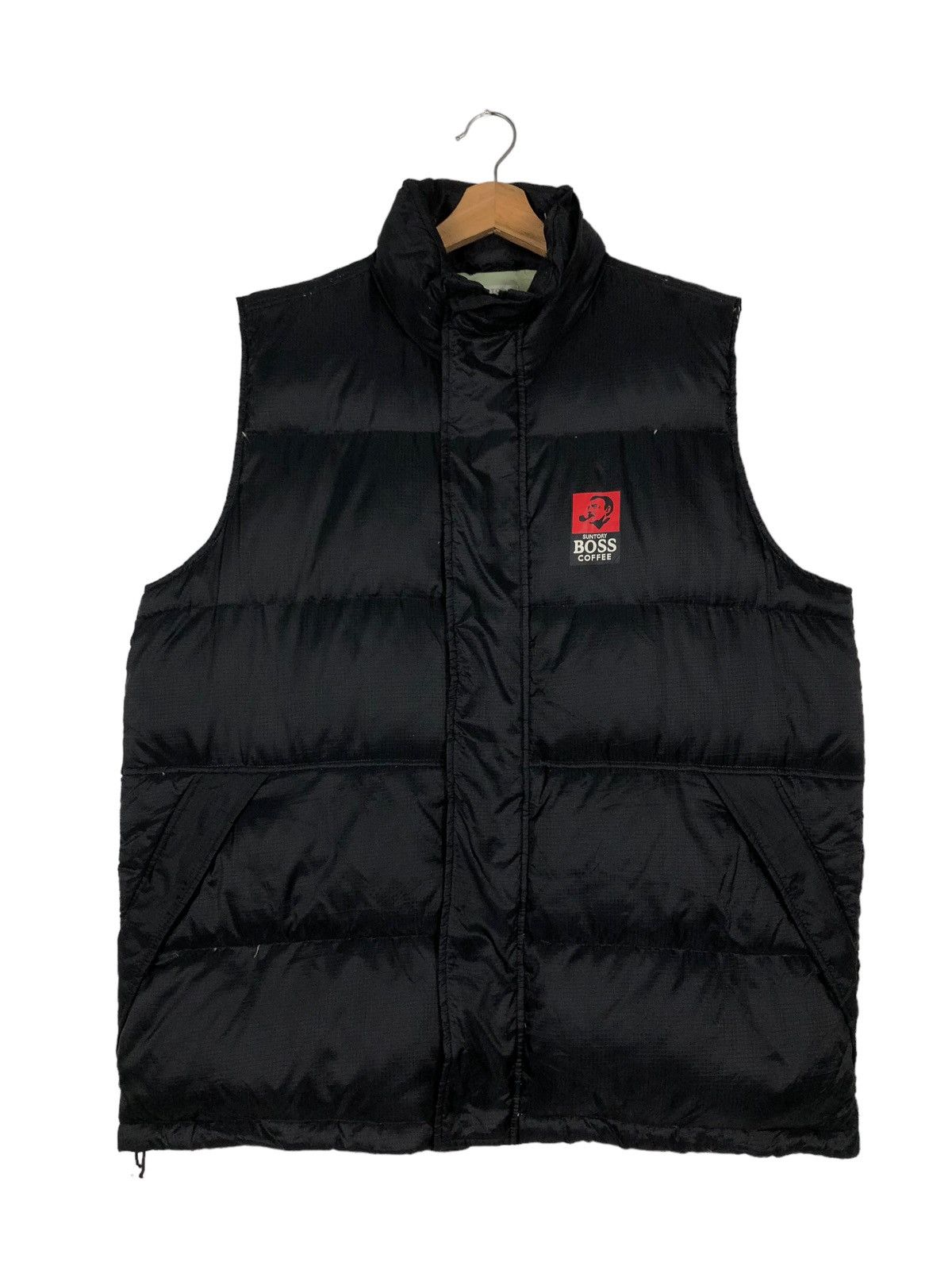 🔥90’s Puffer Down Vest Suntory Original Design Big Logo
