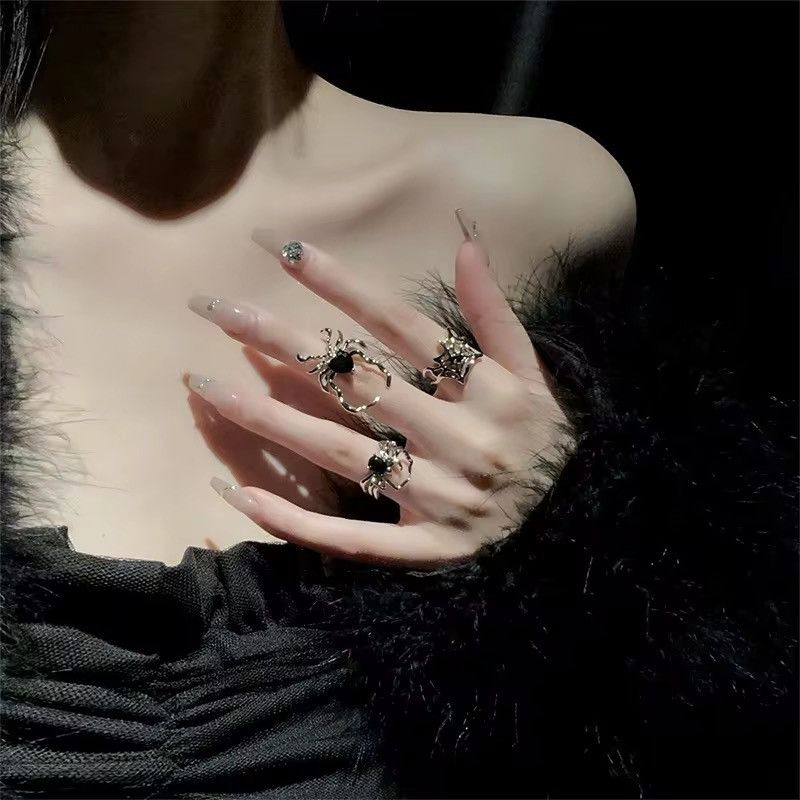 Jewelry 3pcs Gothic Spider Opening Ring Size ONE SIZE - 5 Thumbnail