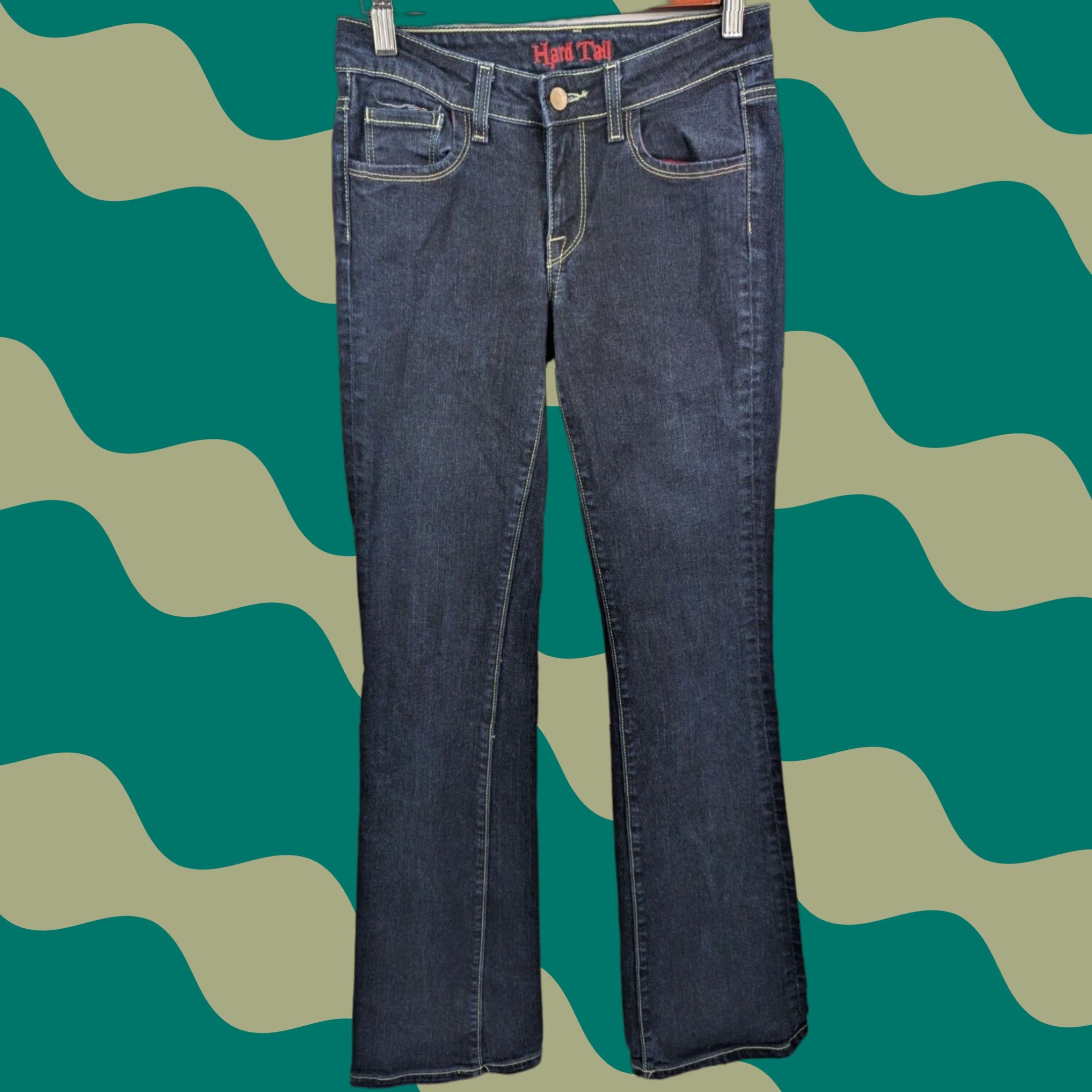 Hard Tail VINTAGE Hard Tail Cathy Flared Jeans Womens 26 Blue Denim Low Rise Y2K Style Made In USA Size 26" / US 2 / IT 38 - 1 Thumbnail