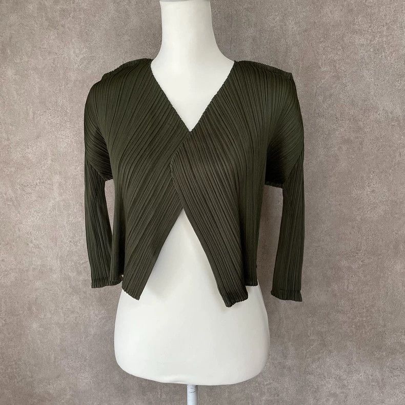 Issey Miyake issey miyake size:4 Military green cardigan 2506-Nextarrow Size XXS / US 00 / IT 34 - 2 Thumbnail