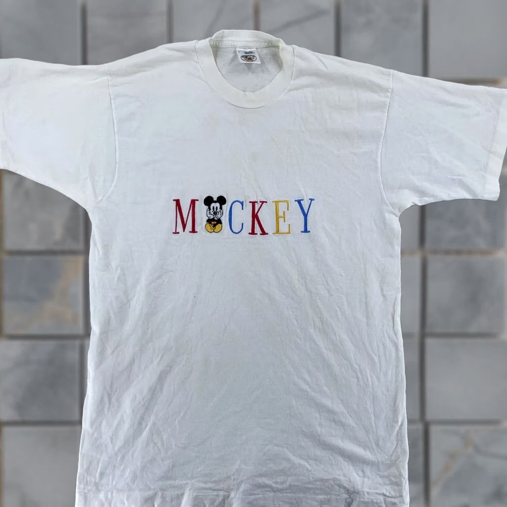 Mickey & Co. VINTAGE Mickey & Co Shirt Mens M Embroidered Disney Mickey Mouse 90s Tee White Crew Neck Short Sleeve Graphic Print Fashion Shirt Mens Size US M / EU 48-50 / 2 - 1 Thumbnail