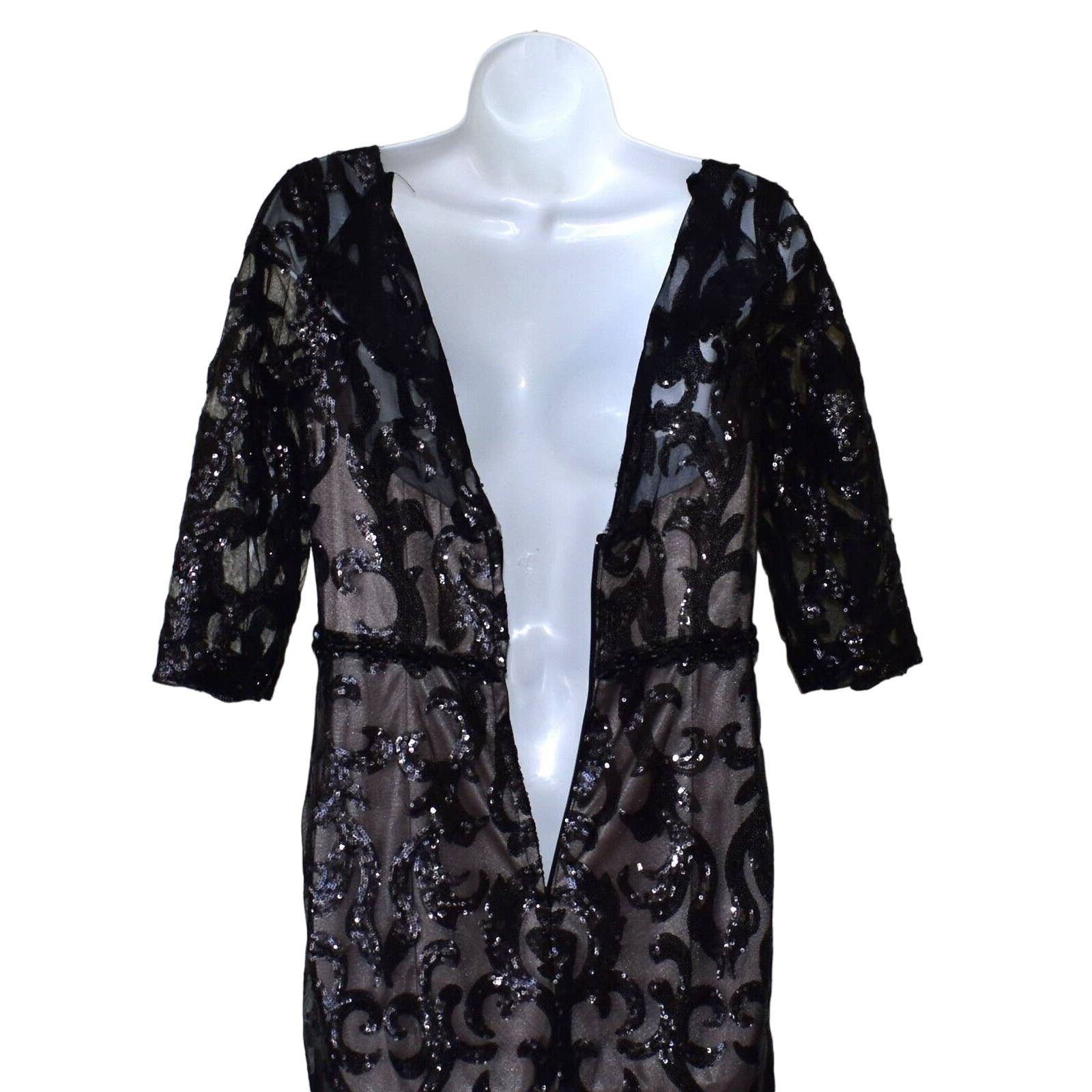 Montage D0 NWOT MONTAGE BY MON CHERI Black Sequin Maxi Gown Dress 4 Size S / US 4 / IT 40 - 5 Thumbnail
