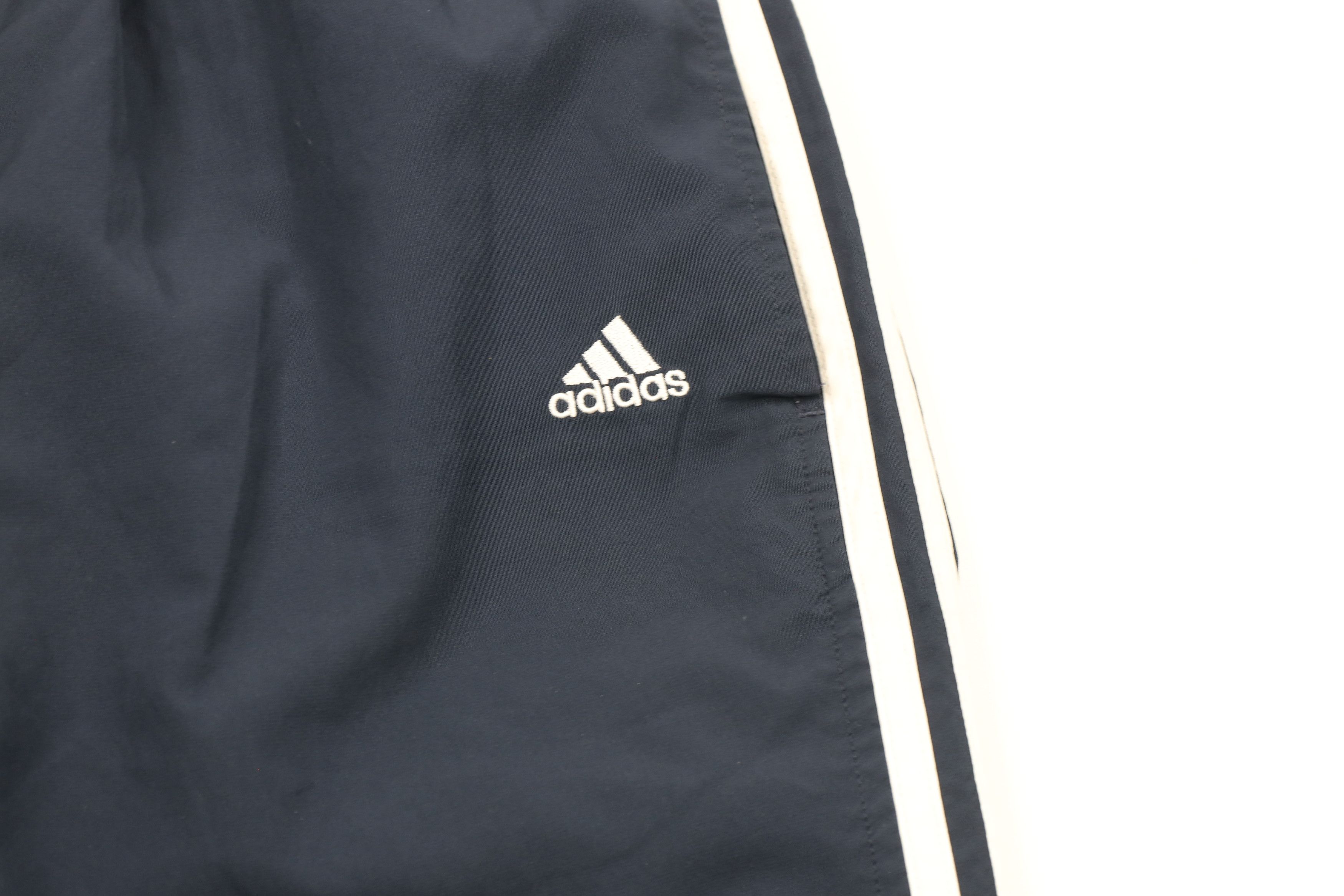 Adidas × Vintage Vintage Adidas Striped Wide Leg Pants Navy Blue Polyester Size 28" / US 6 / IT 42 - 5 Thumbnail