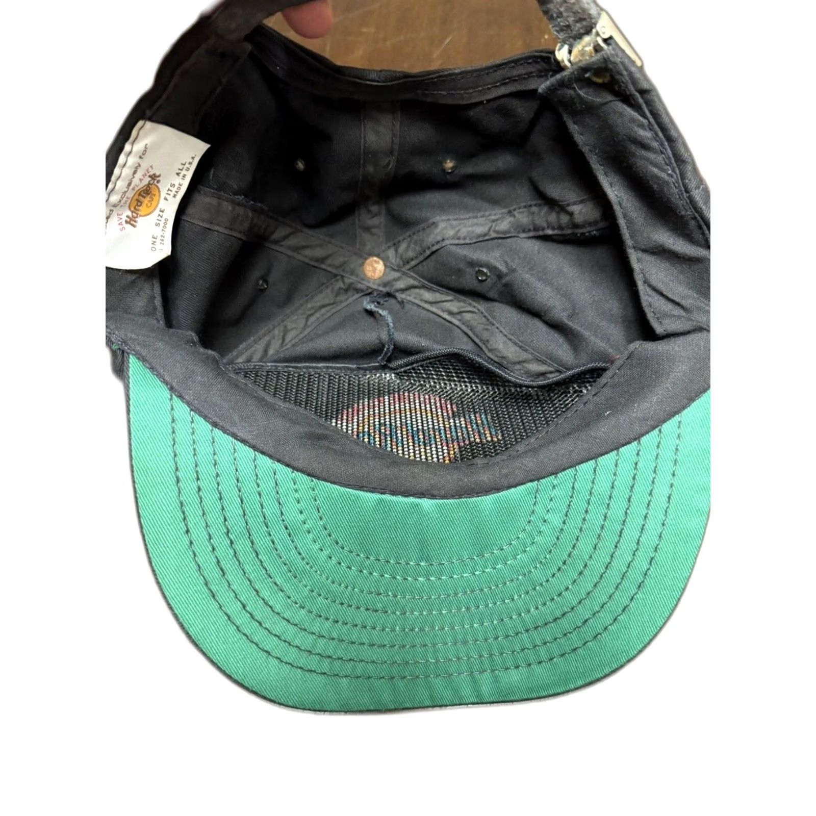 Hard Rock Cafe VINTAGE Hard Rock Cafe Hat Cap Cotton Black Adjustable Leather Strap Snapback Mens One Size Las Vegas USA Vintage Size ONE SIZE - 3 Thumbnail