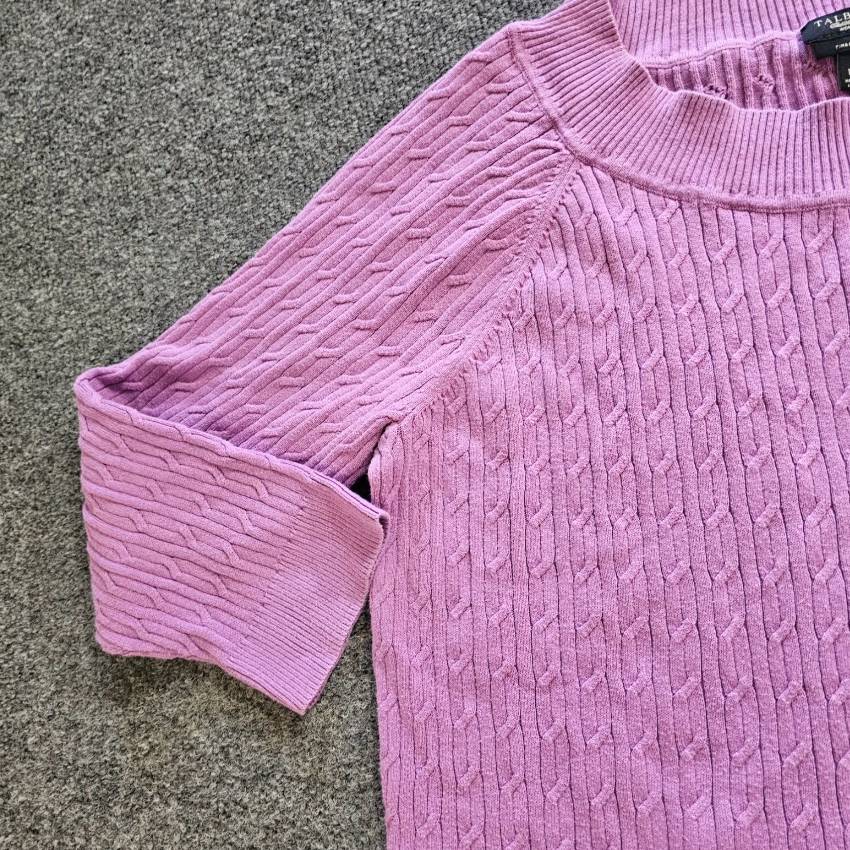 Talbots Talbots Sweater Top Womens 1X Purple Cable Knit Round Neck 3/4 Sleeve Stretch Casual Pullover Womens Size XL / US 12-14 / IT 48-50 - 4 Thumbnail