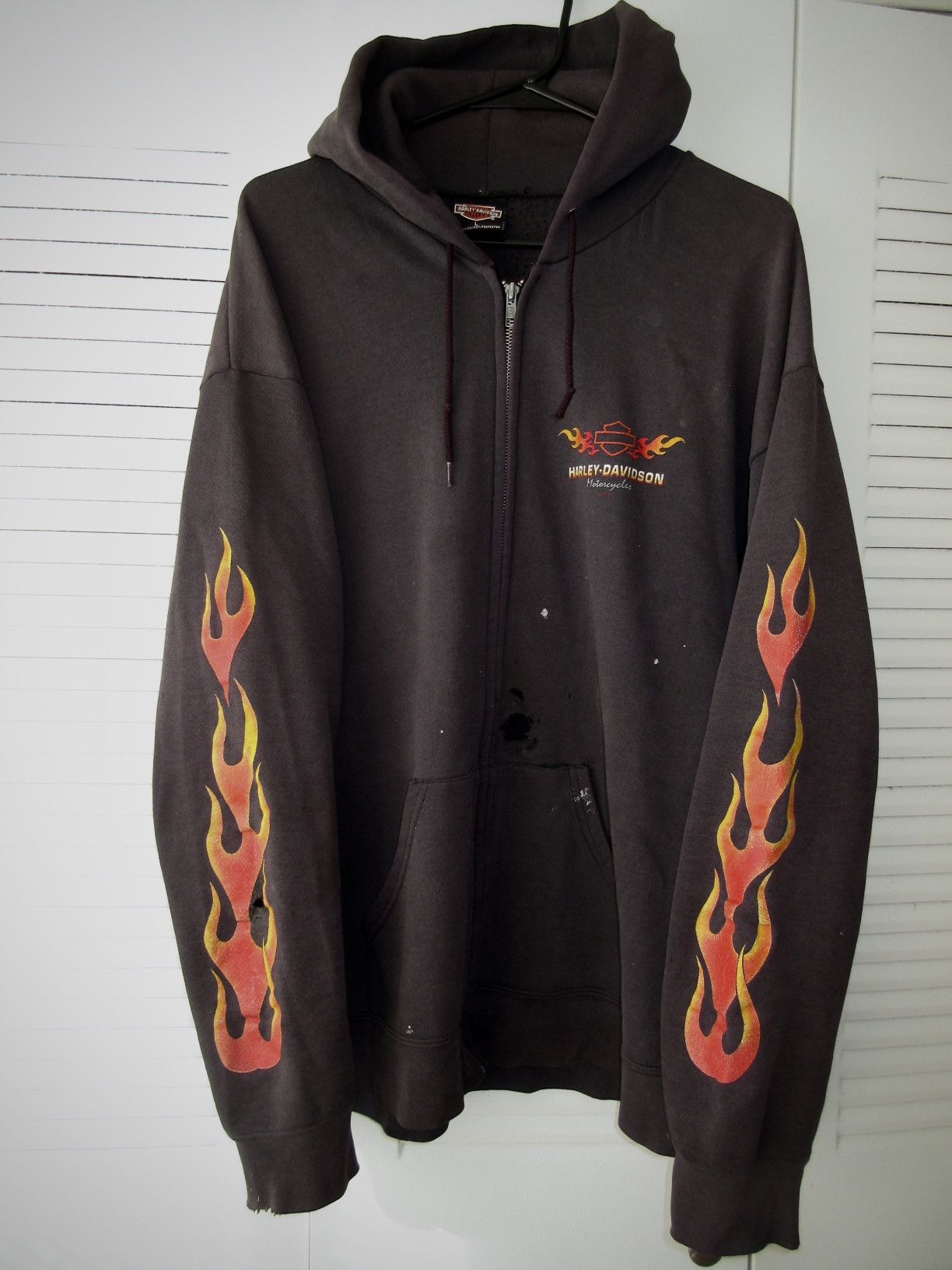 Harley Davidson Harley Davidson Zip Up Hoodie Los Angeles Flame Sleeve 90s Size US L / EU 52-54 / 3 - 2 Thumbnail