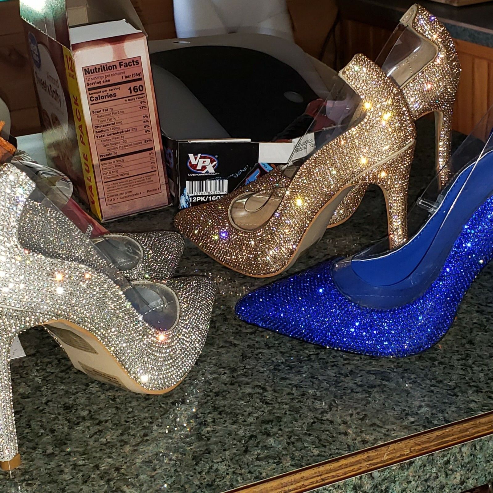 Other CR Blue Rhinestone Pointy Toe Lucite Pump Shoe 4.25" Stilett Size US 5.5 / IT 35.5 - 9 Thumbnail