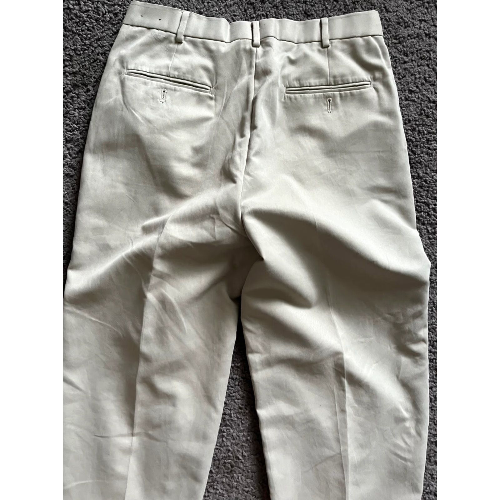 Perry Ellis Perry Ellis Portfolio Pleated Front Dress Pant 34x30 Beige Polyester Dress - Men - Regular - Cuffed - 30 In Inseam - Classic American Style Size US 34 / EU 50 - 4 Thumbnail