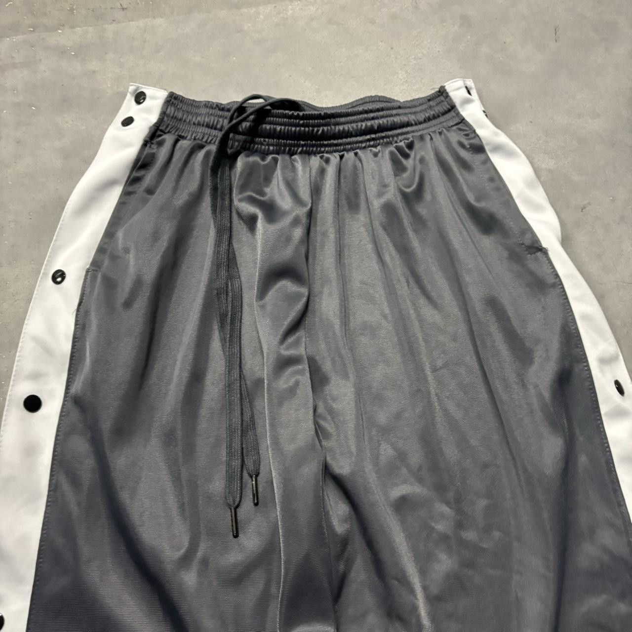 Japanese Brand × Vintage Crazy Vintage Y2K/2000s Grey White Striped Streetwear Skater Tear-Away Track Pants! Size US 30 / EU 46 - 3 Thumbnail