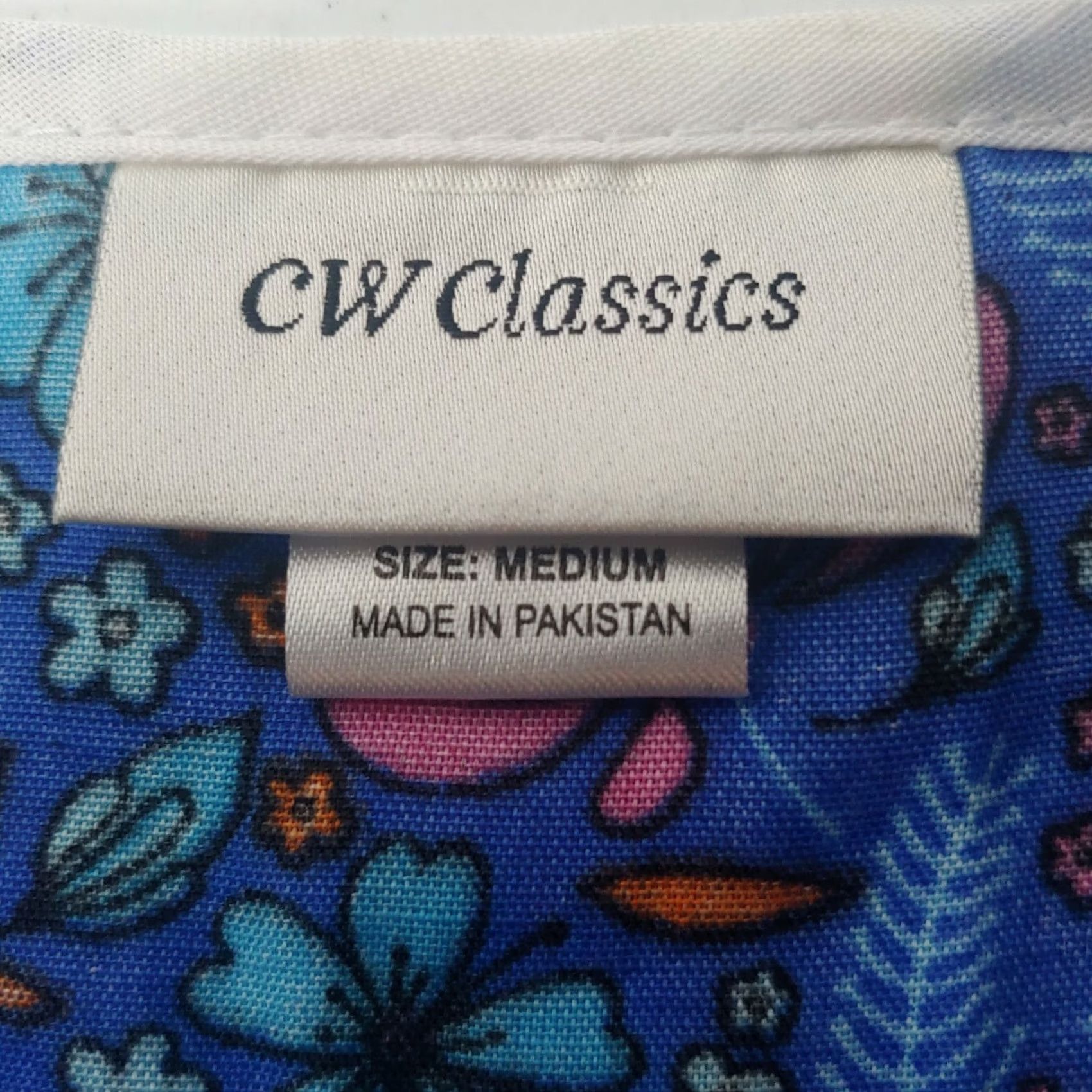 Vintage CW Classics Snap up smock Womens M Blue Women Pink Floral Sleeveless Pearl Workwear Size M / US 6-8 / IT 42-44 - 6 Thumbnail