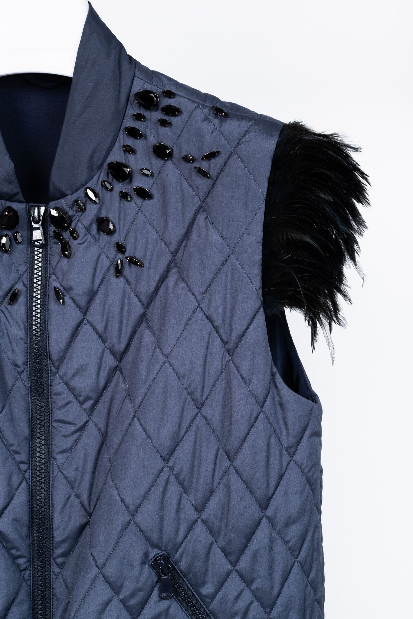 Brunello Cucinelli Brunello Cucinelli AW14 Quilted Silk Crystal Feather Vest Size S / US 4 / IT 40 - 4 Thumbnail