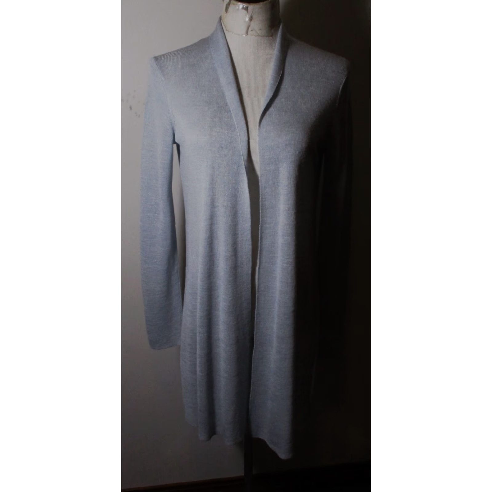 Eileen Fisher EILEEN FISHER Cardigan Duster Sweater Pewter Blue Tencel Linen Size S/P Women Knit Tunic Long Sleeve Size S / US 4 / IT 40 - 2 Thumbnail