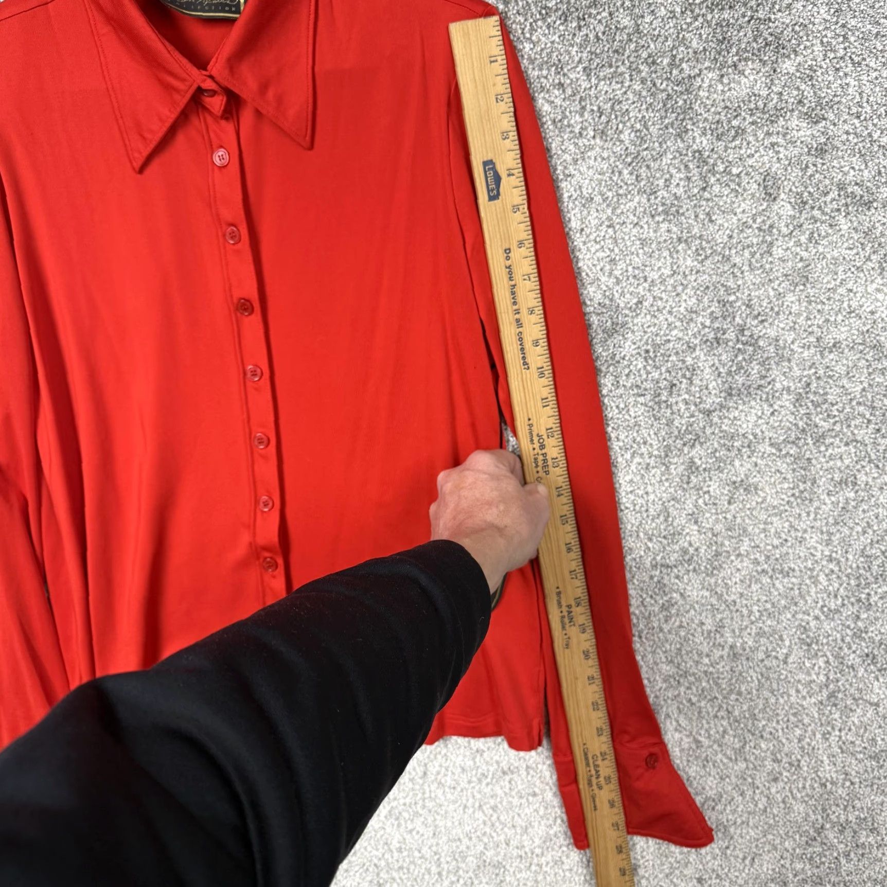 Vintage VINTAGE 90s does 70s Blouse Small Red Perfect Knit Stretch Retro Disco Travel Shirt Womens Slim Button-Up Knit Blouse - The Perfect (Knit) Shirt Size S / US 4 / IT 40 - 6 Thumbnail