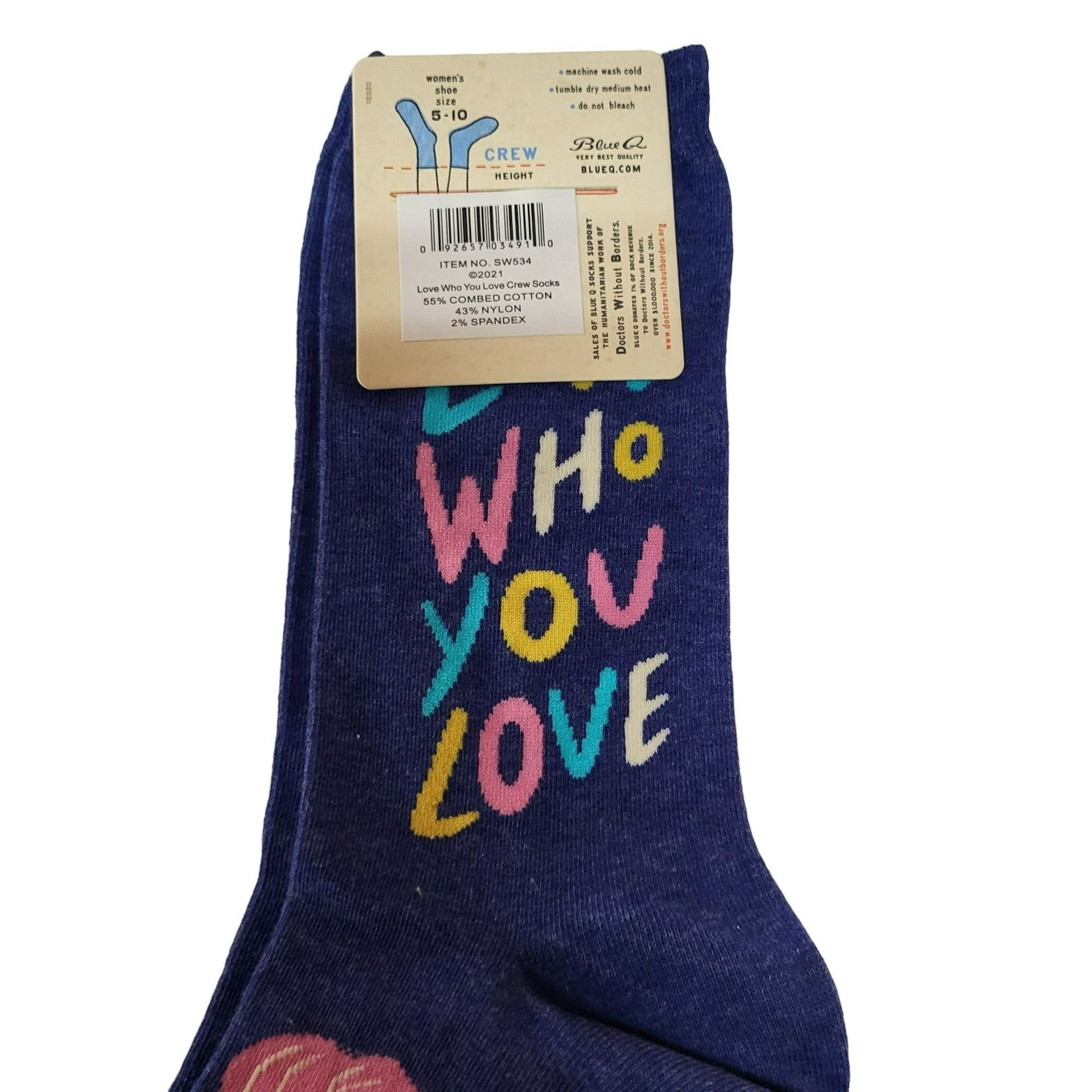 Other Blue Q Love Who You Love Crew Socks Women's Size 5-10 Blue Size ONE SIZE - 8 Thumbnail