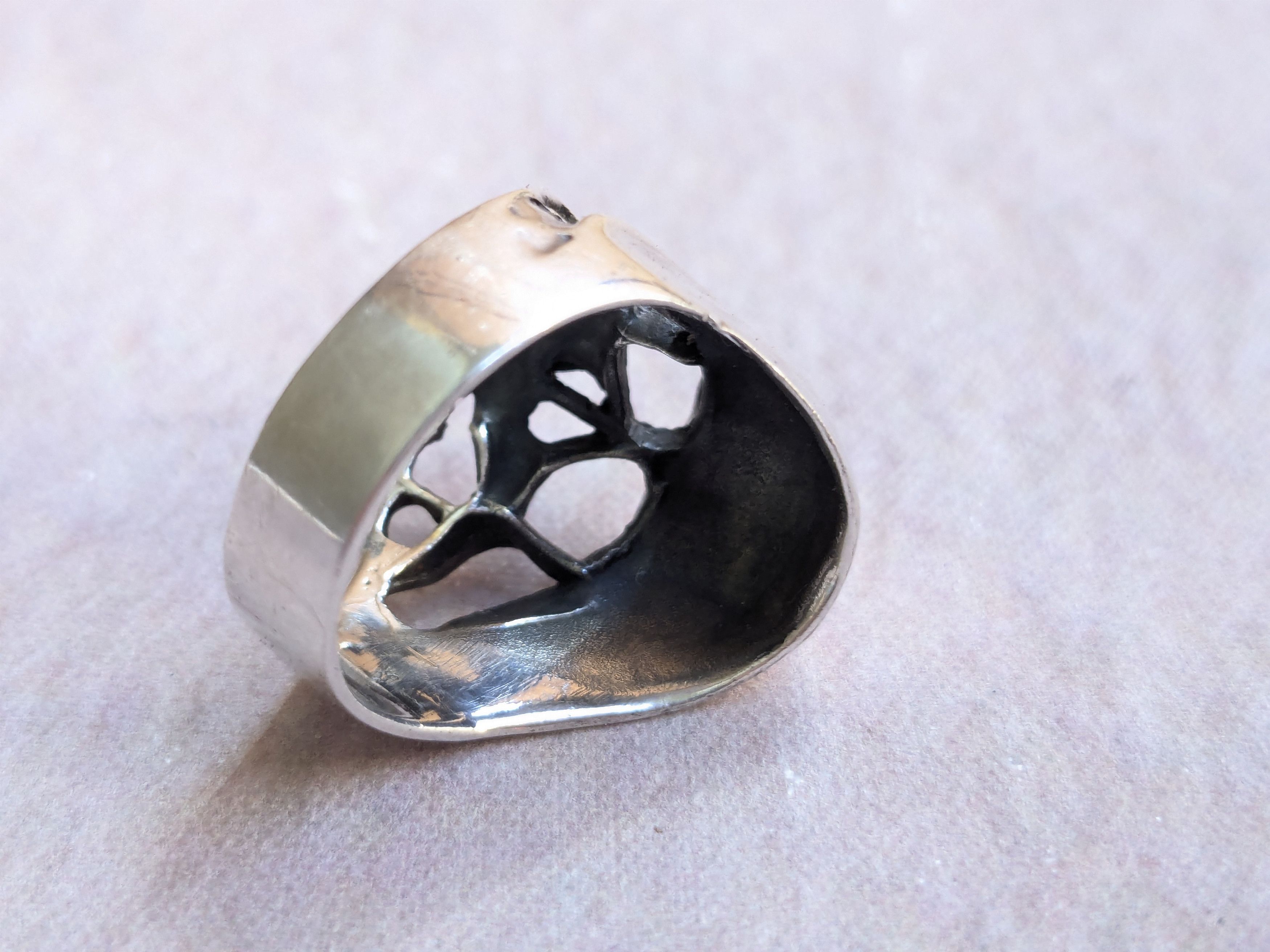 Jewelry Sterling Silver Skull Ring Biker Helmet 9.5 Punk Size ONE SIZE - 9 Thumbnail