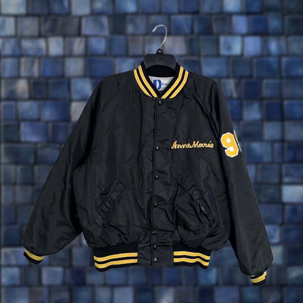 Dunbrooke VINTAGE Dunbrooke Satin Varsity Jacket XL Black Mens 90s L'Anse Creuse North USA Size US XL / EU 56 / 4 - 1 Thumbnail