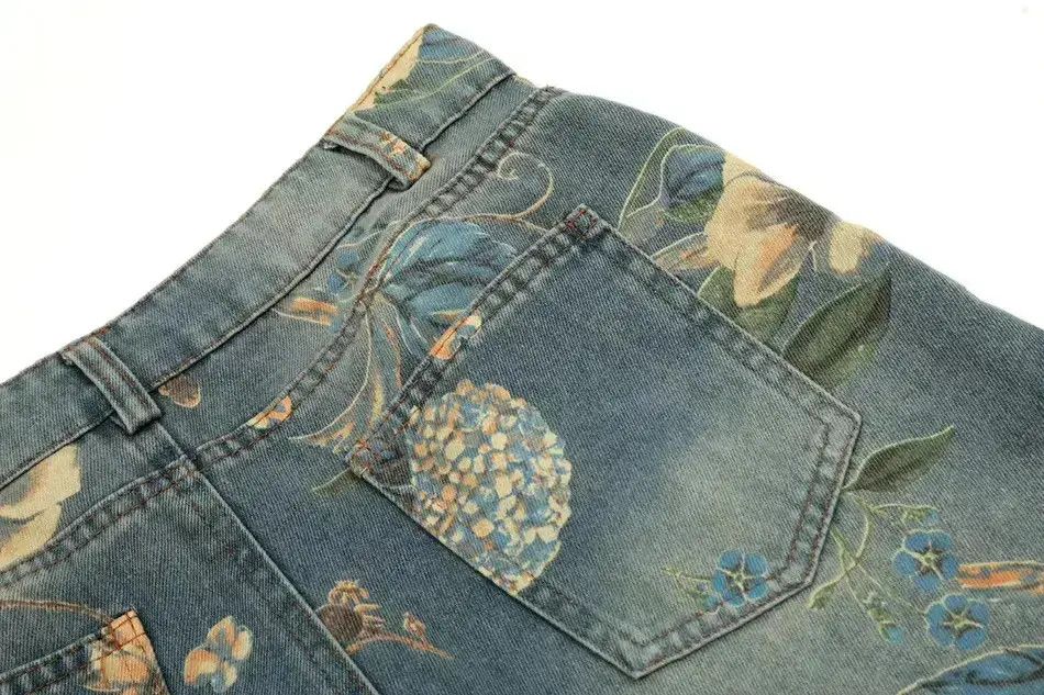 Japanese Brand Streetwear Flower Printed Loose Jeans Size US 32 / EU 48 - 6 Thumbnail
