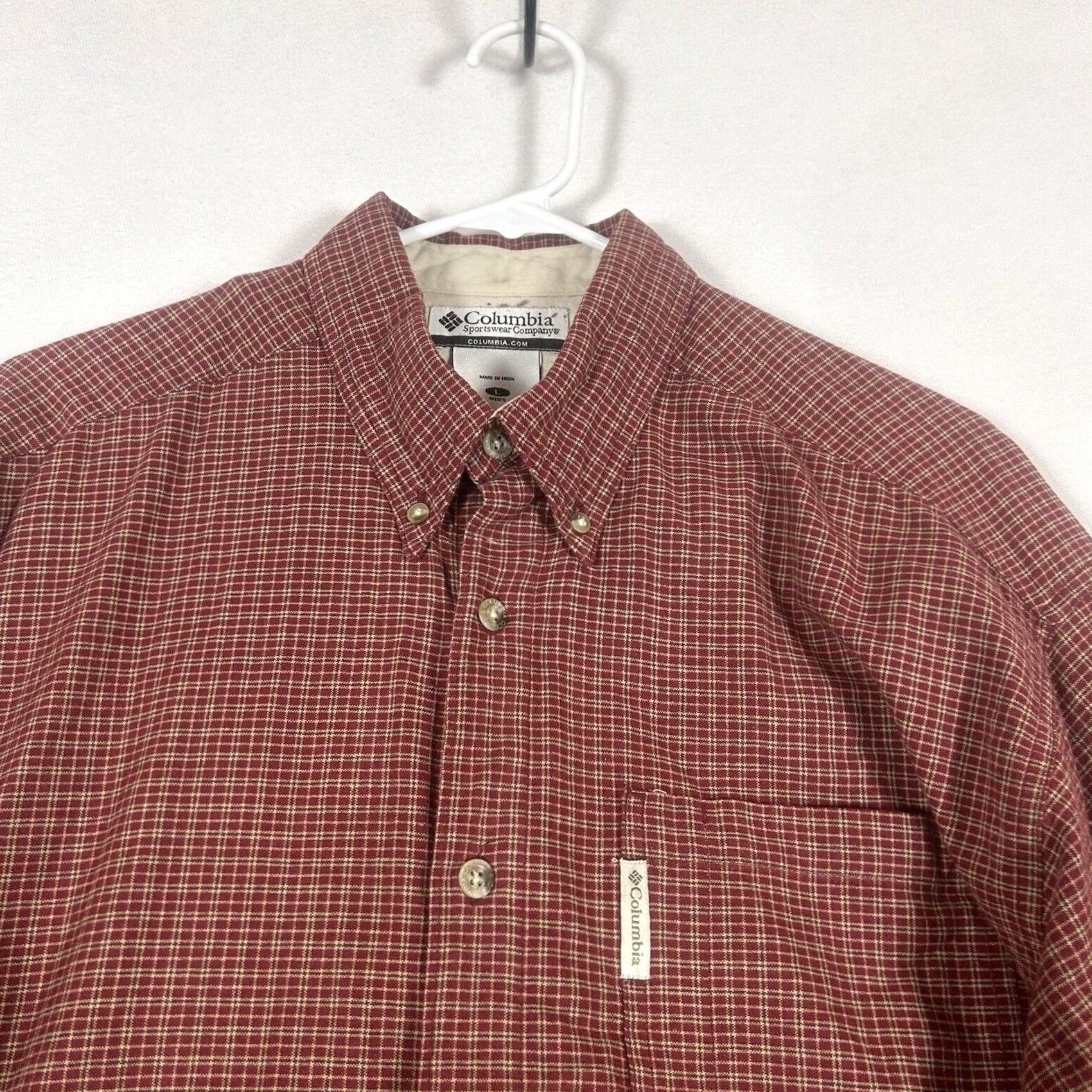Vintage Columbia Button-Up Long Sleeve Shirt Mens Large Red Plaid Outdoor Hiking Fishing Size US L / EU 52-54 / 3 - 2 Thumbnail